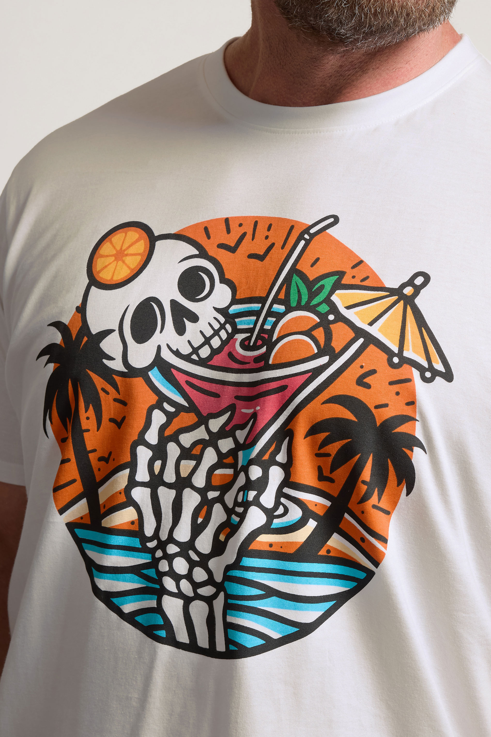 BadRhino Big & Tall White Skull Cocktail Graphic T-Shirt | BadRhino 4