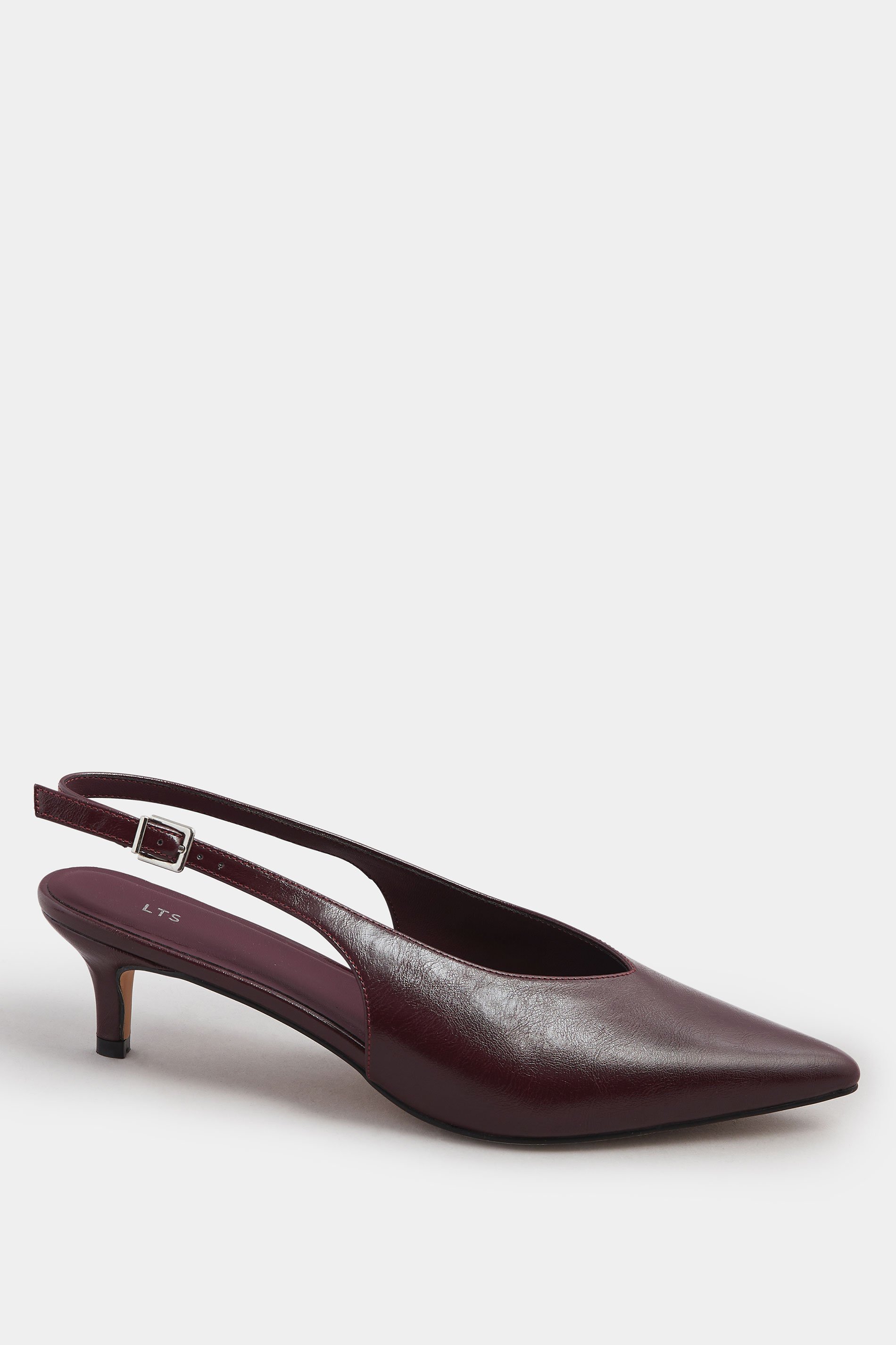 LTS Burgundy Red Pointed Slingback Kitten Heel | Long Tall Sally 3