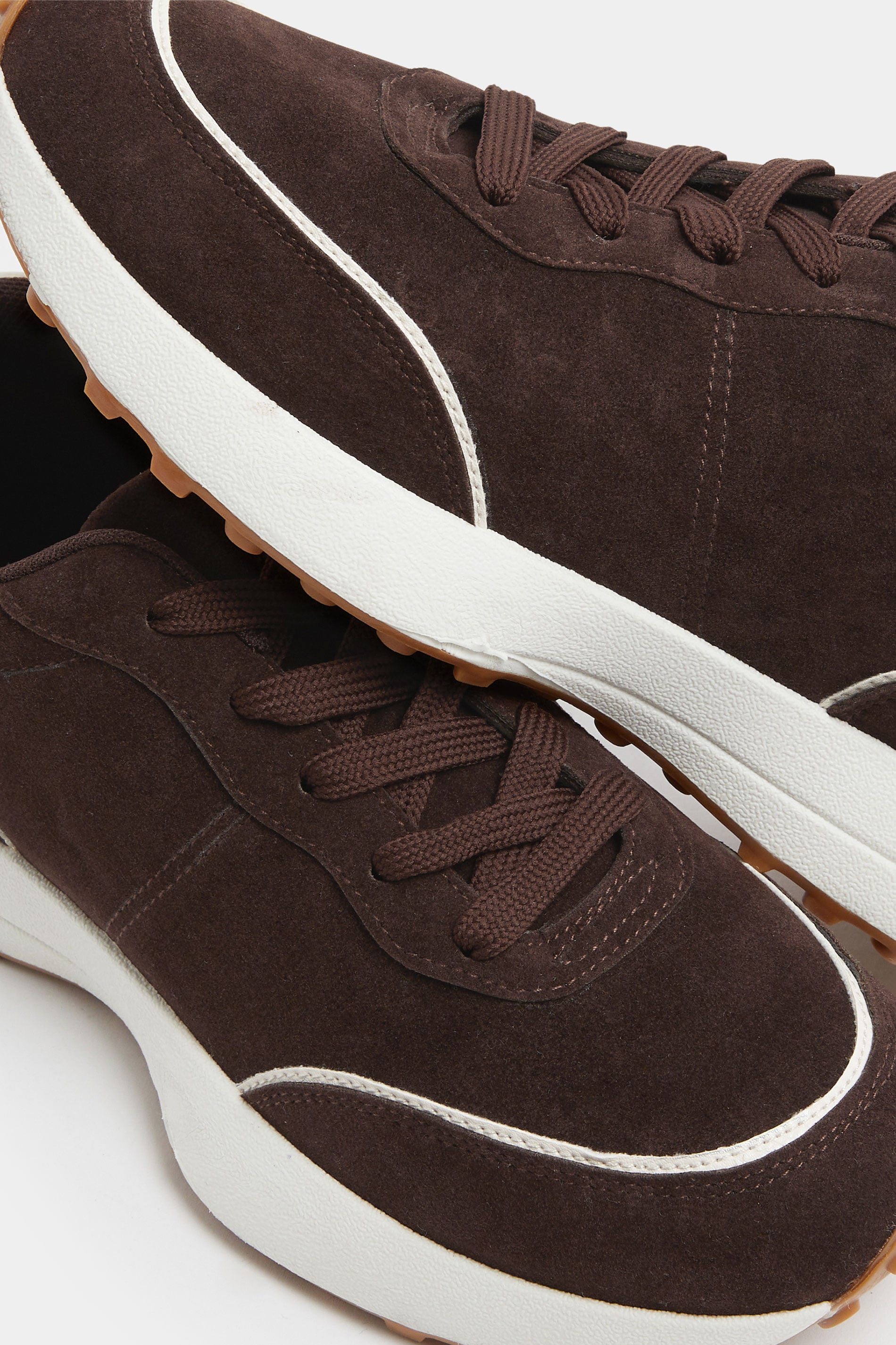 Chocolate Brown Faux Suede Runner Trainers In Extra Wide EEE Fit | Yours Clothing 5