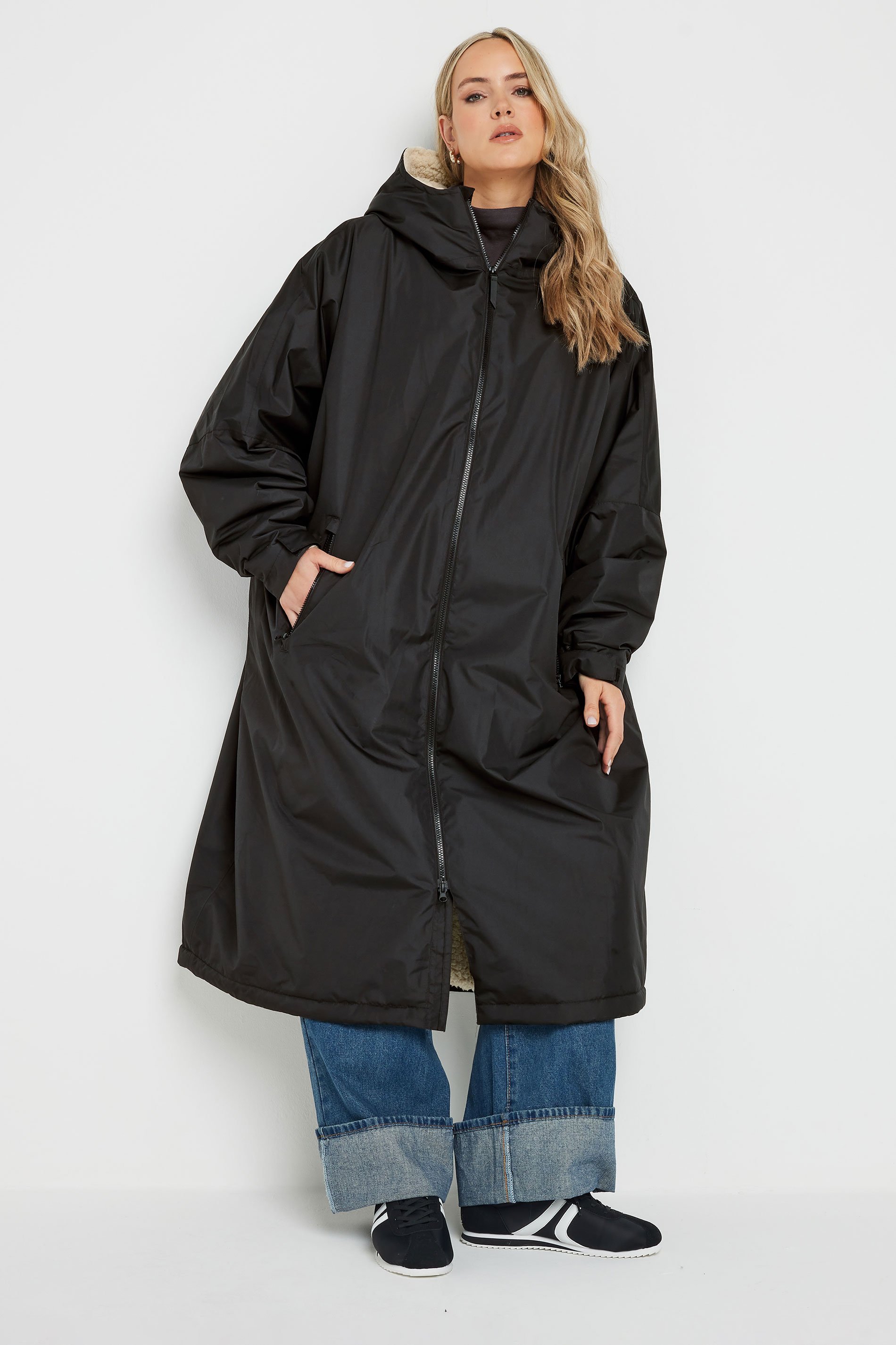 LTS Tall Black Waterproof Fleece Lined Robe | Long Tall Sally 2