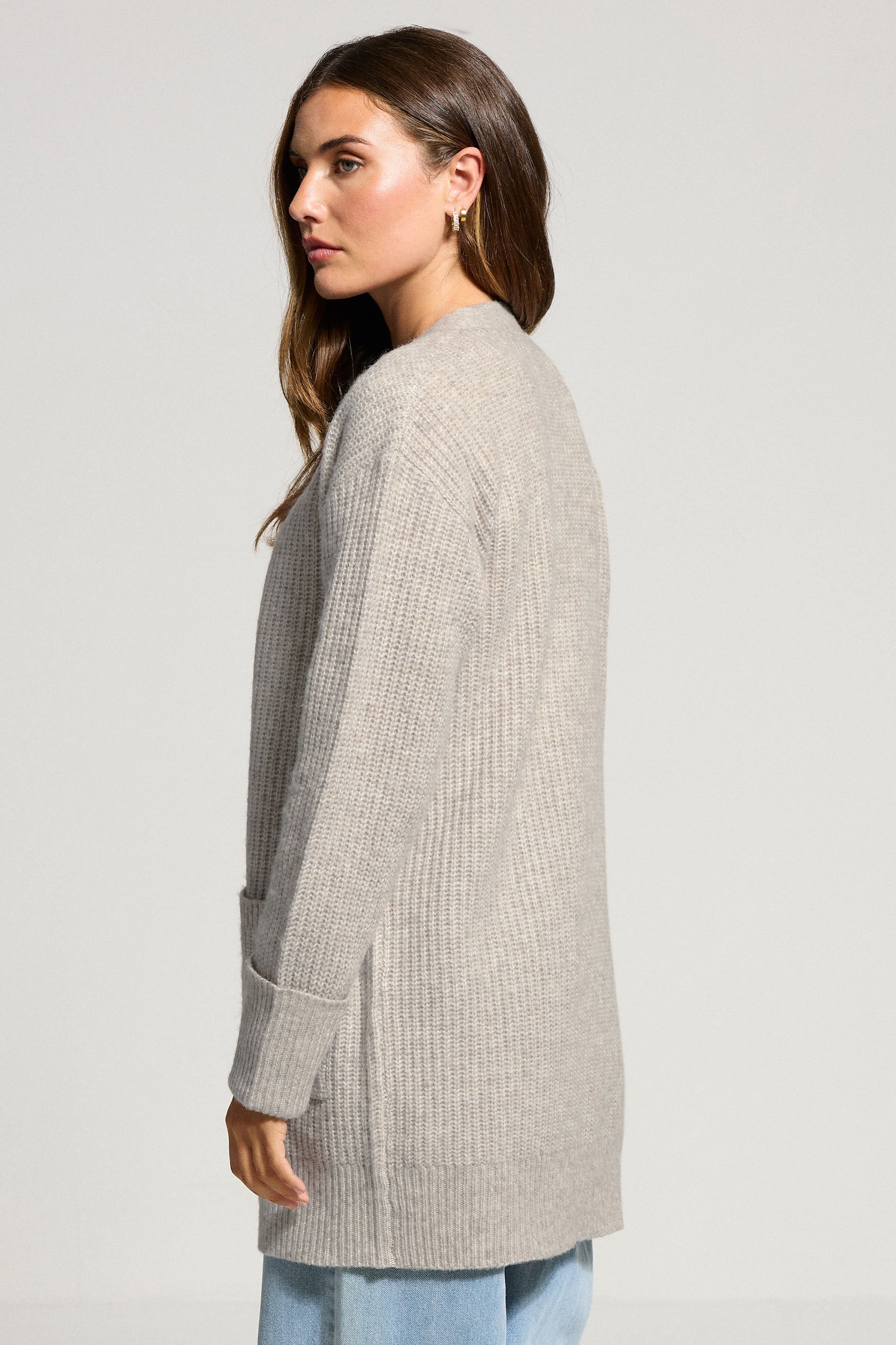LTS Tall Light Grey Knitted Midi Cardigan | Long Tall Sally 3