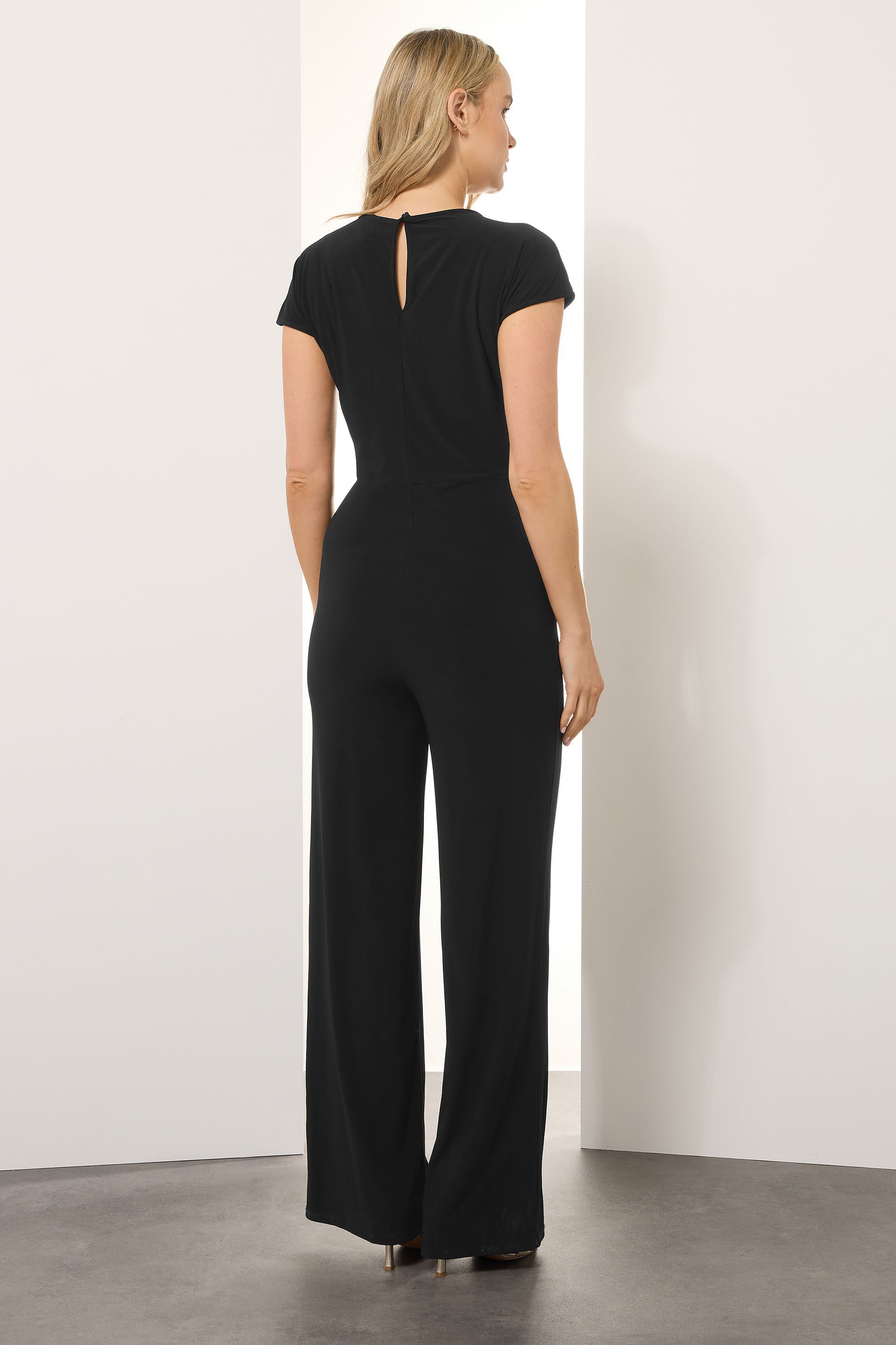 LTS Tall Black Twist Front Wide Leg Jumpsuit | Long Tall Sally 3