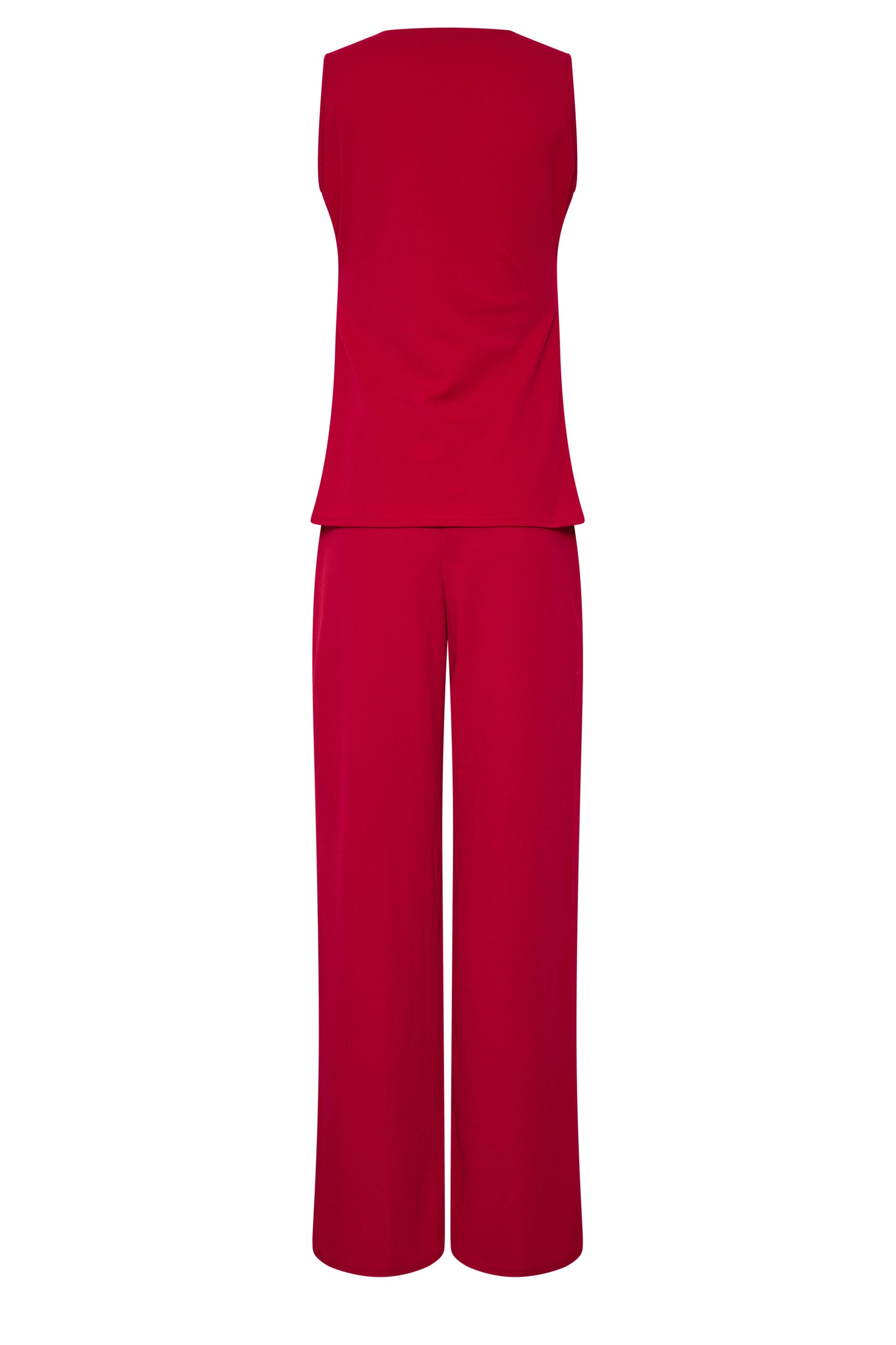 LTS Tall Women's Set Bright Red Textured Waistcoat & Wide Leg Trousers | Long Tall Sally 6