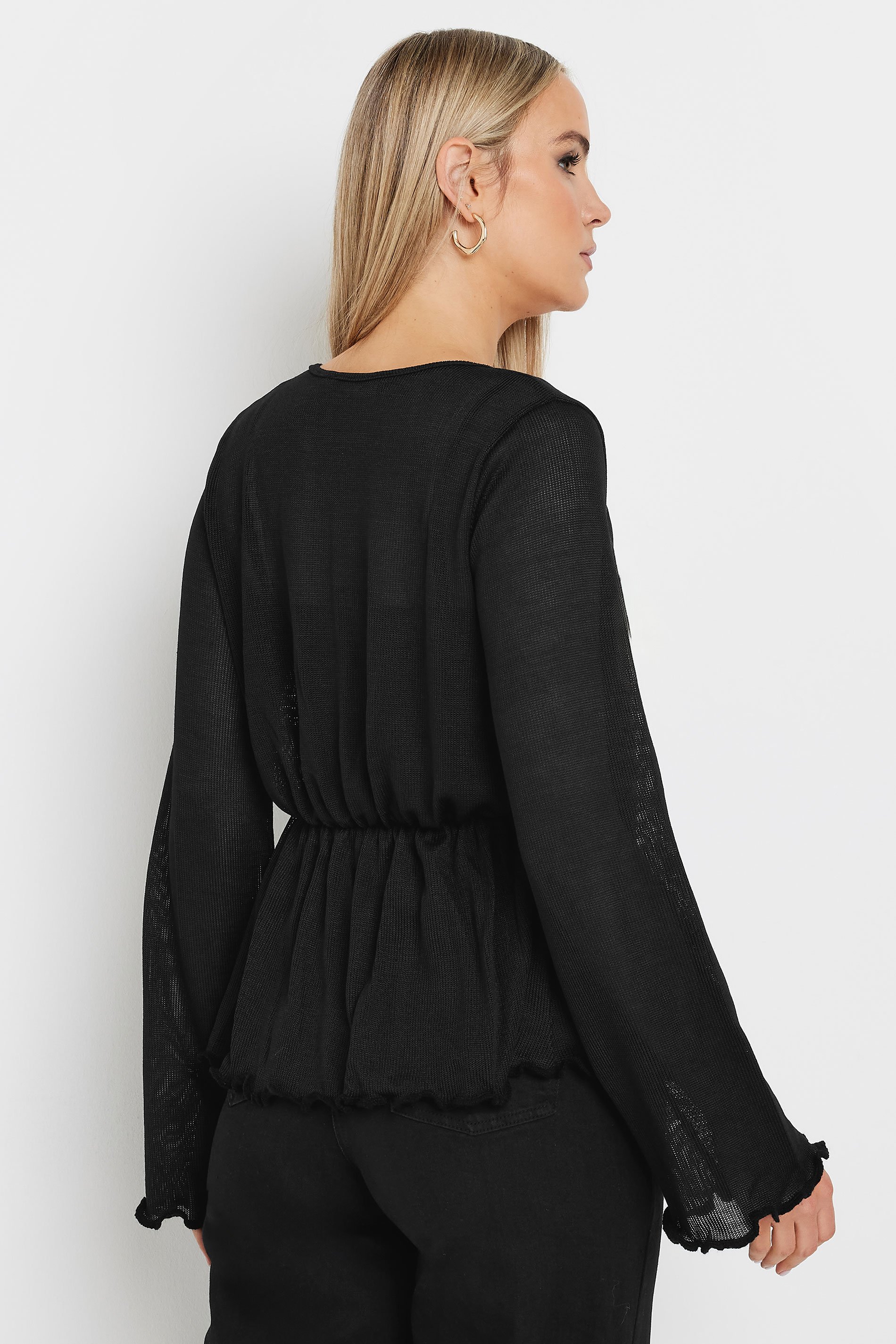 LTS Tall Black Velvet Bow Tie Front Top | Long Tall Sally 3