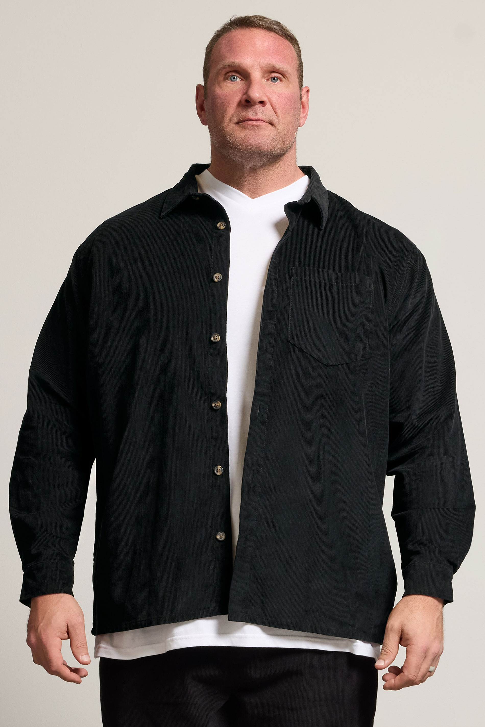 BadRhino Big & Tall Black Corduroy Overshirt | BadRhino 1