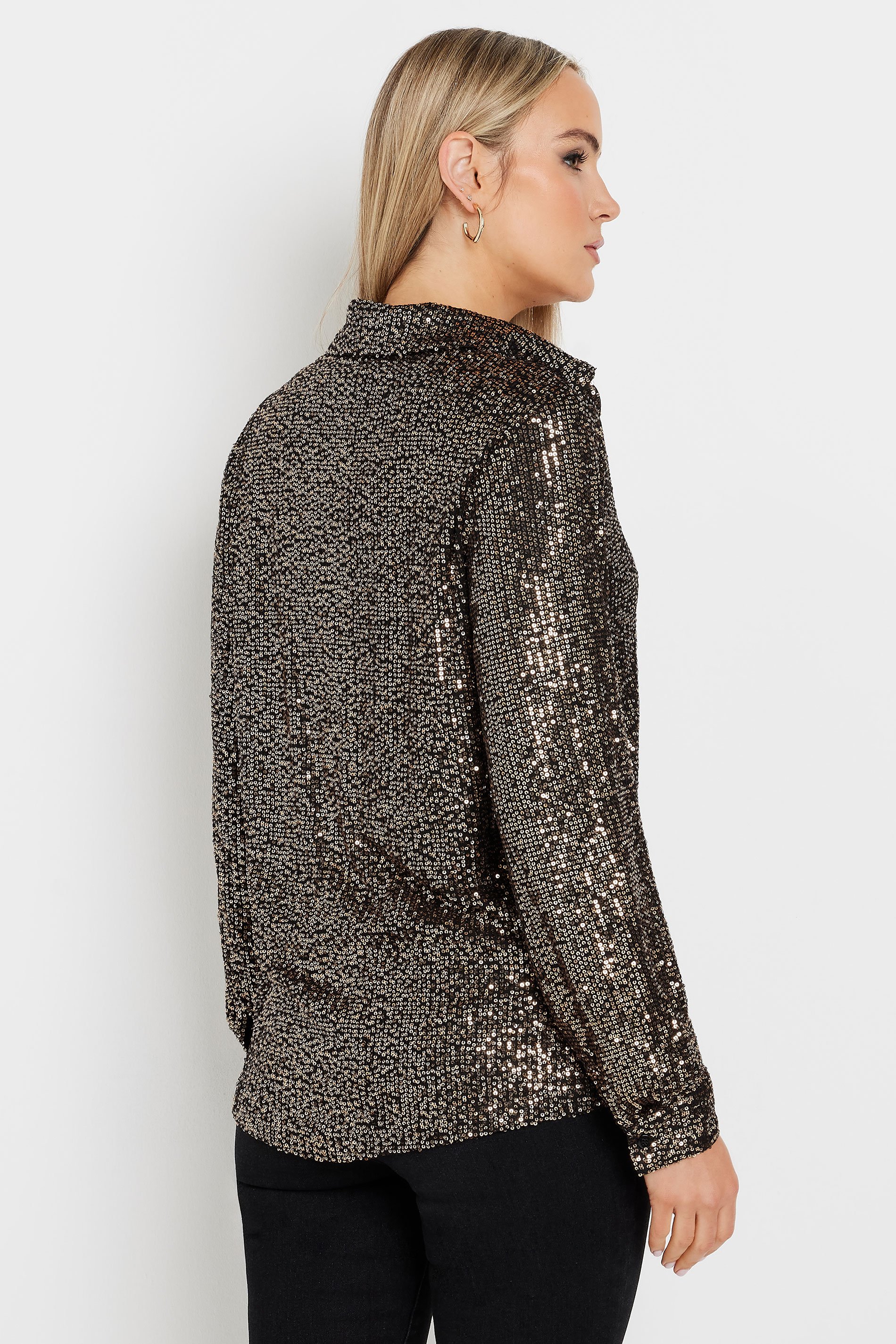 LTS Tall Gold Sequin Embellished Shirt | Long Tall Sally 4