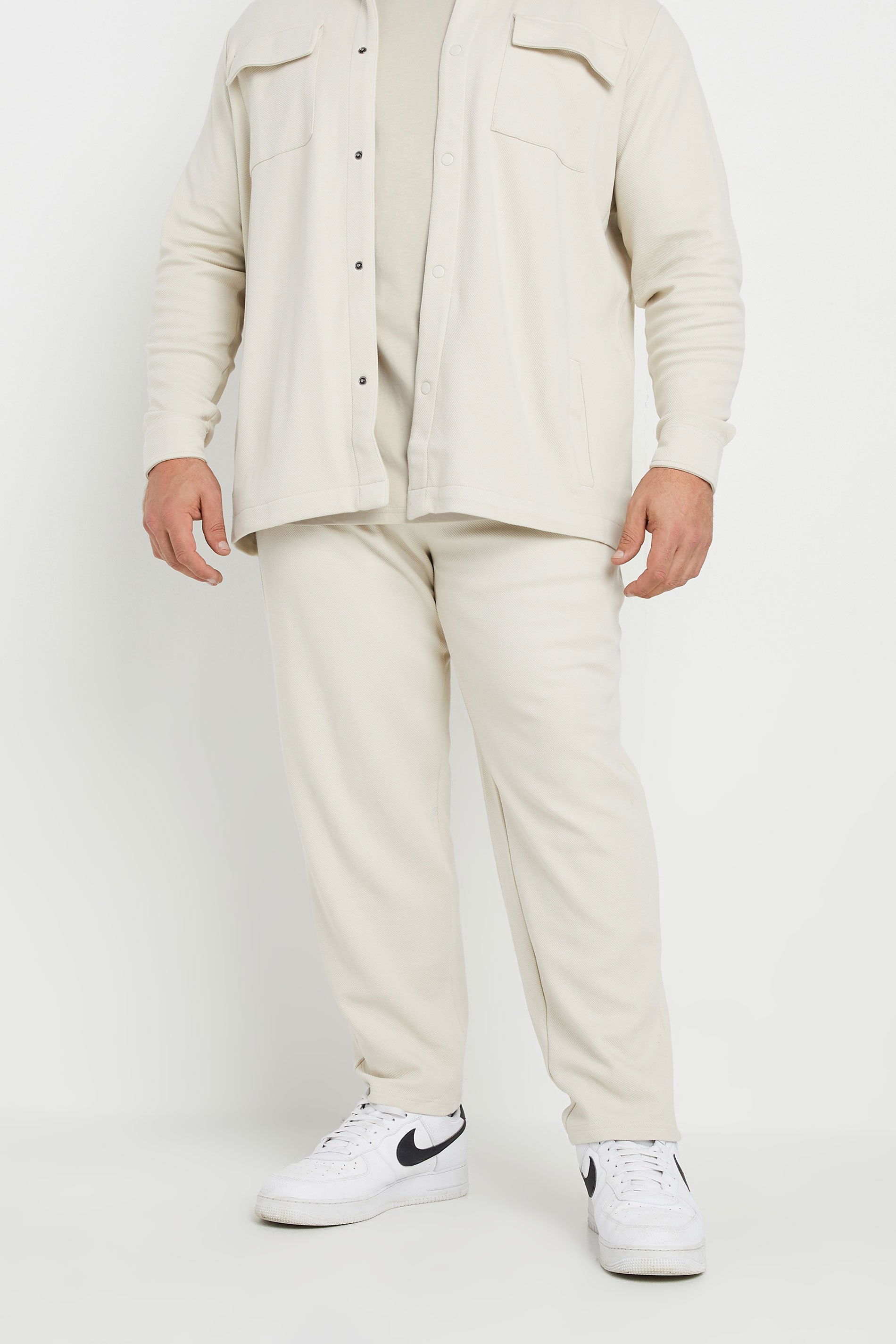 STUDIO A Big & Tall Cream Tapered Joggers | BadRhino 1