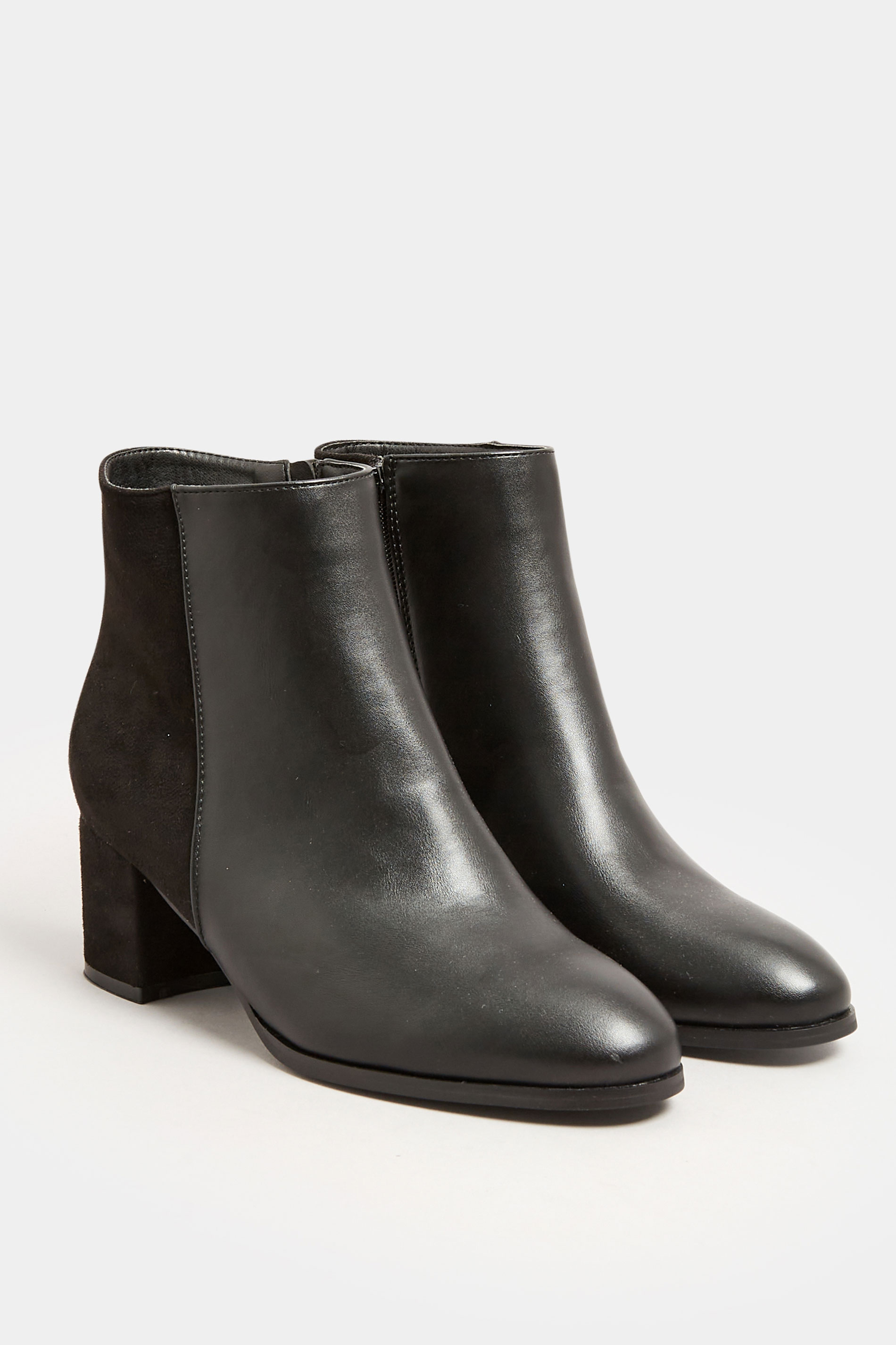 Black Faux Leather Heeled Ankle Boots in E Fit & EEE Fit 2