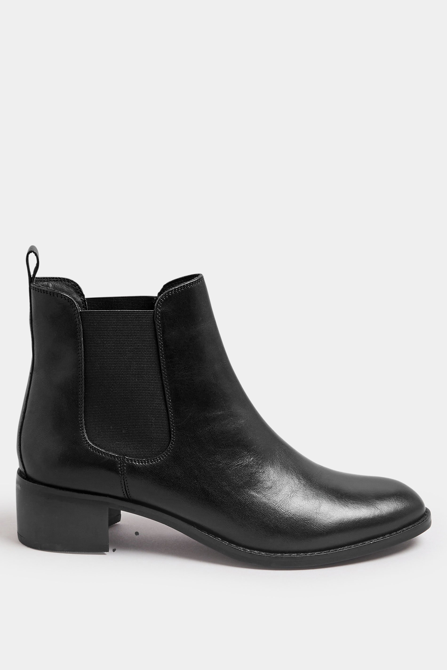 LTS Black Leather Block Heel Chelsea Boots In Standard Fit | Long Tall Sally 3