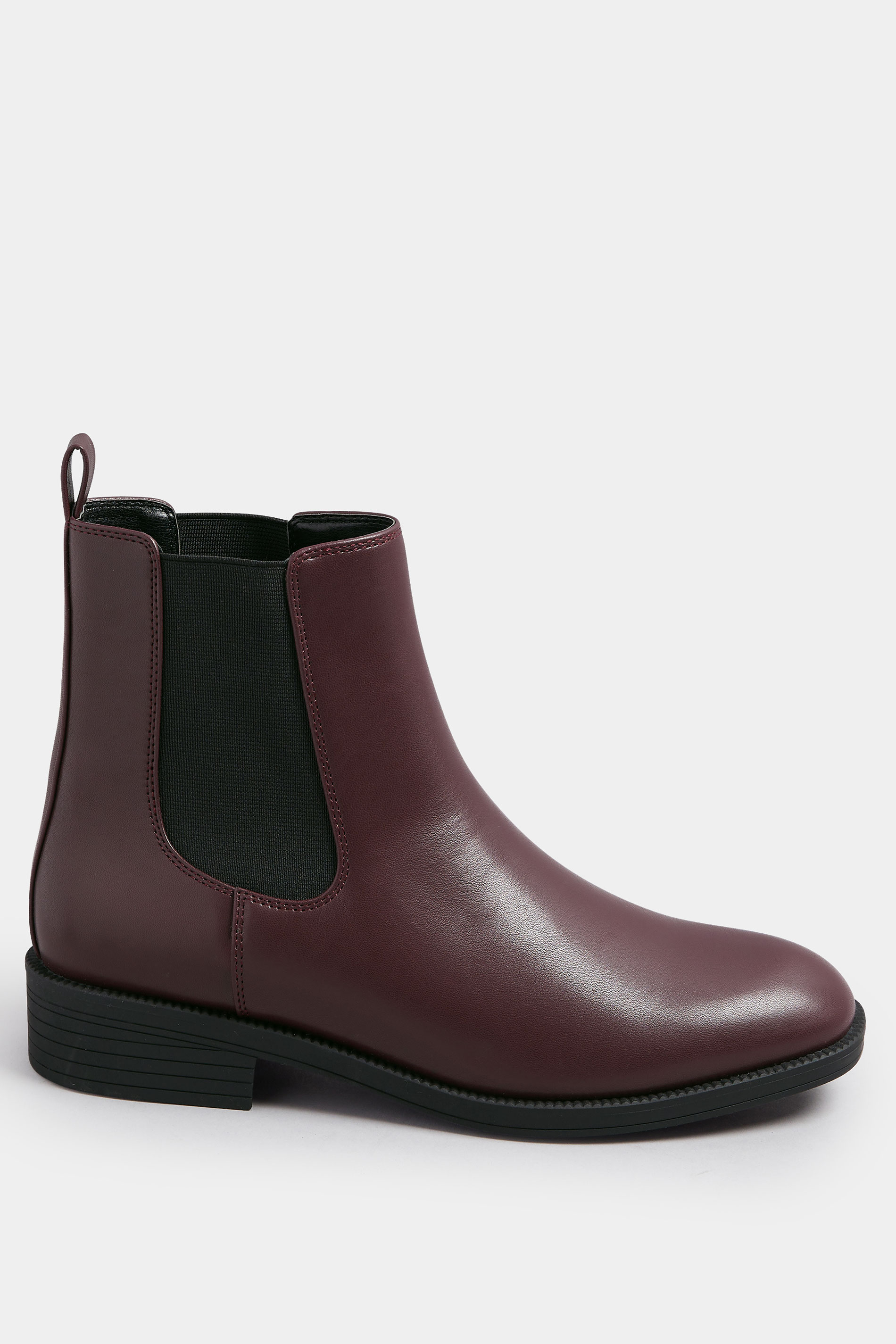 Burgundy Red Faux Leather Chelsea Ankle Boots In Wide E Fit & Extra Wide EEE Fit | Yours Clothing 3