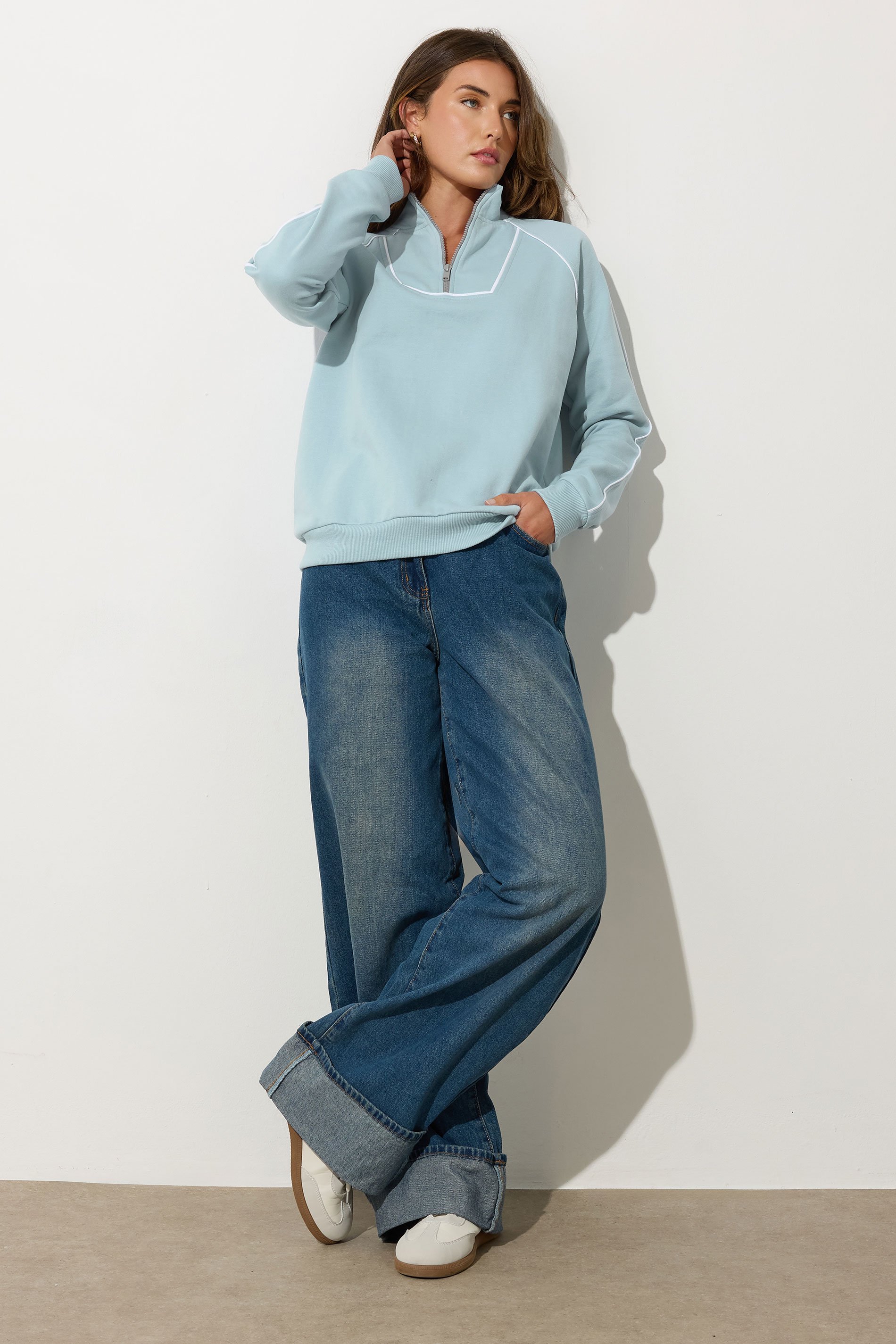 LTS Tall Womens Light Blue Zip Sweatshirt | Long Tall Sally 3