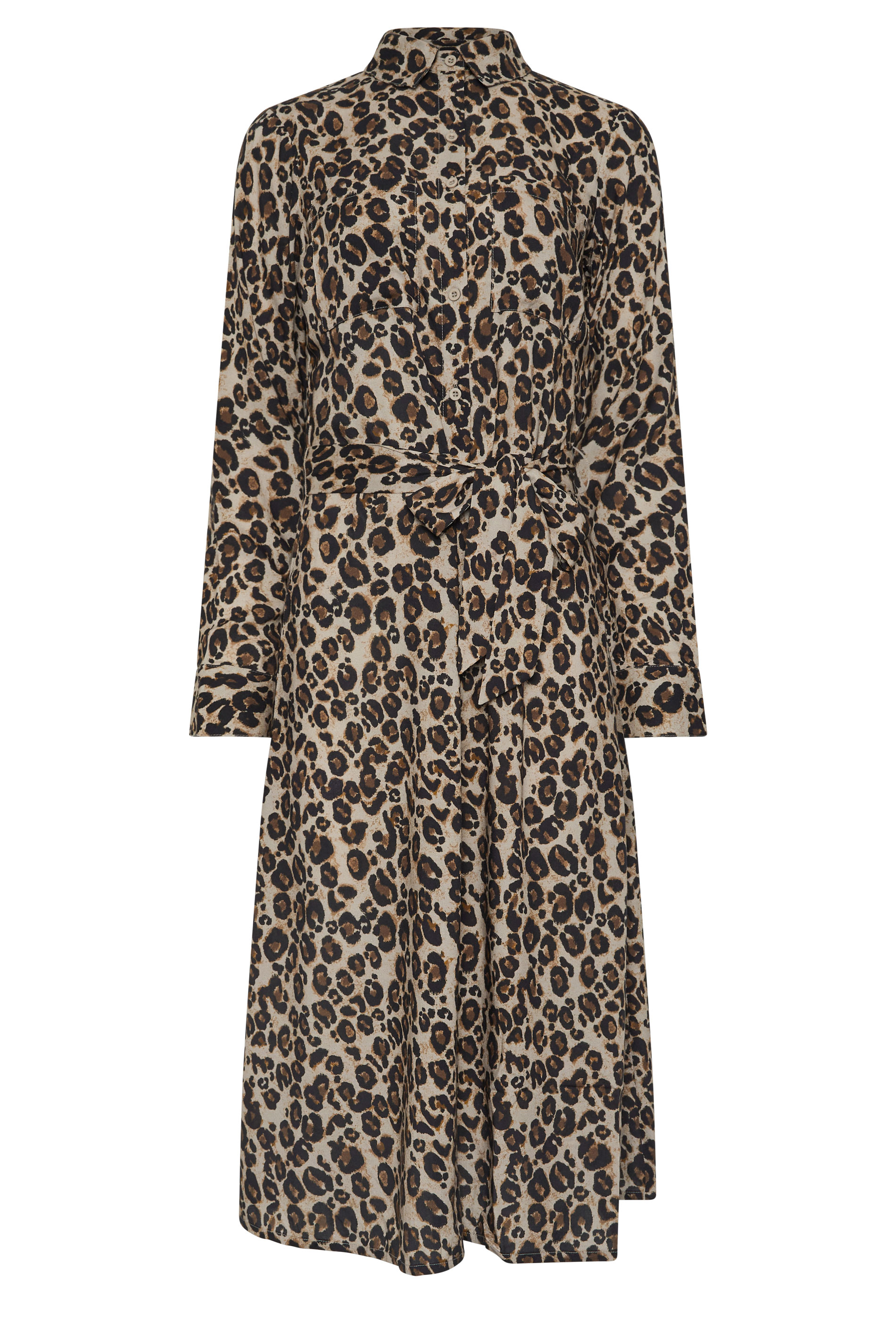 LTS Tall Women's Brown Leopard Print Midi Shirt Dress | Long Tall Sally 6