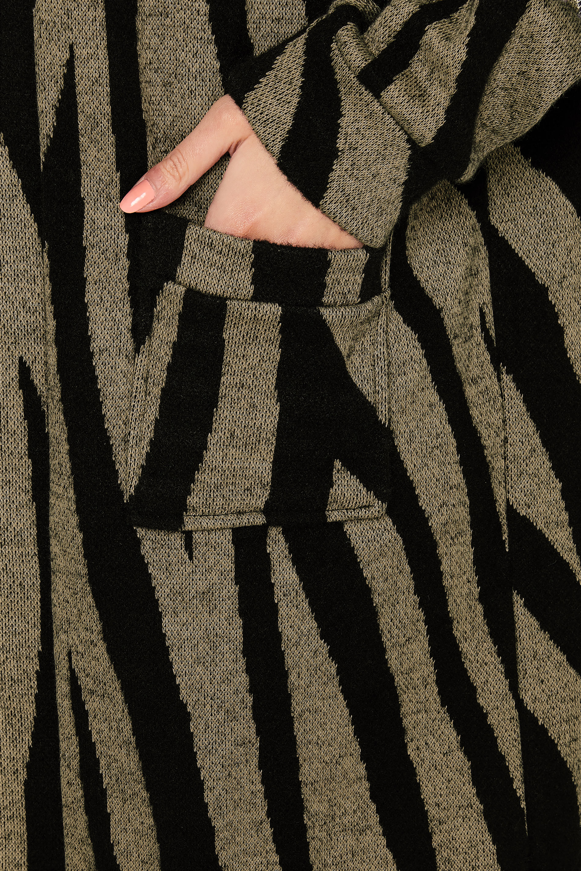 LTS Tall Women's Black & Beige Brown Marble Print Cardigan | Long Tall Sally 4