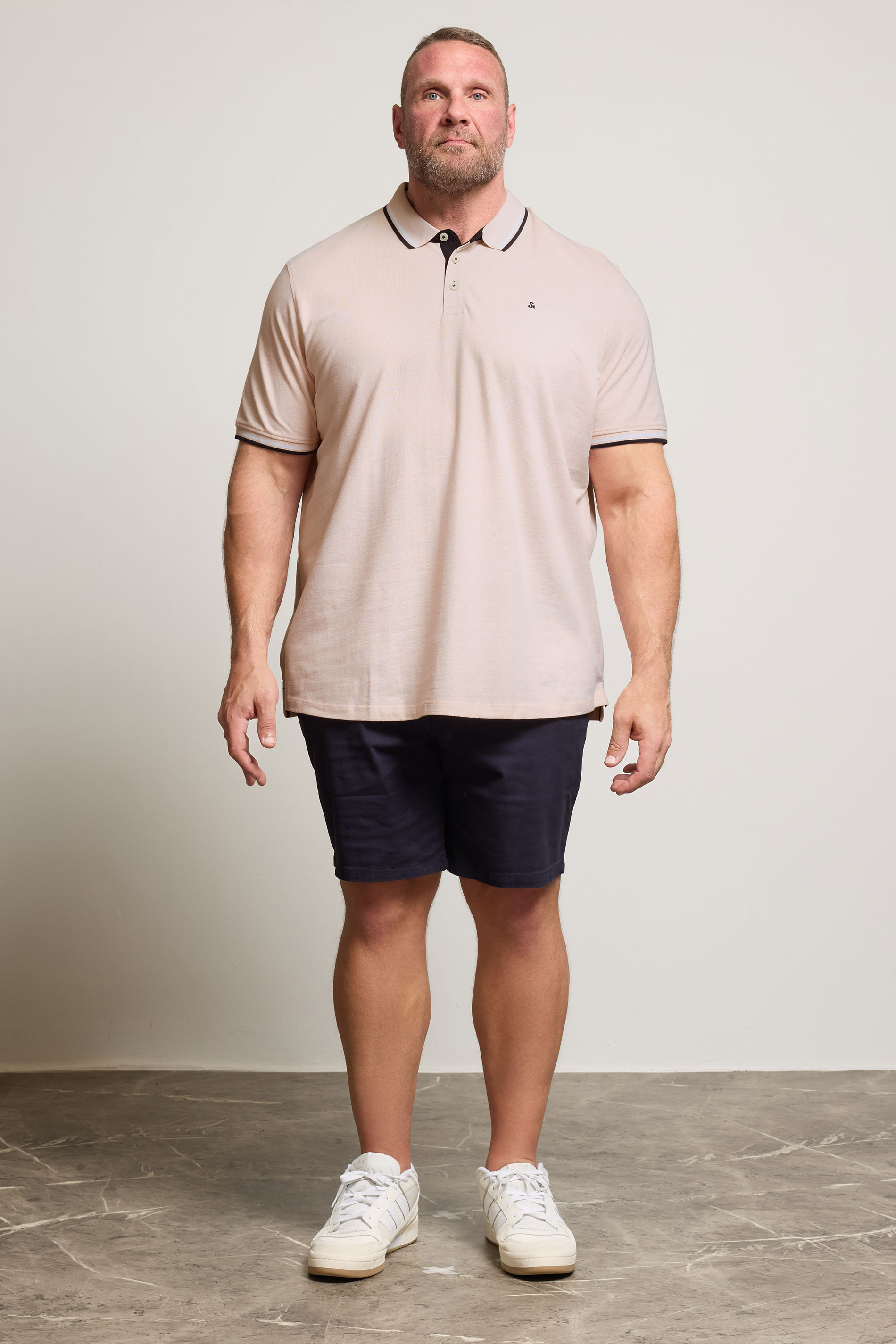 JACK & JONES Big & Tall Peach Pink Paulos Polo Shirt | BadRhino 2