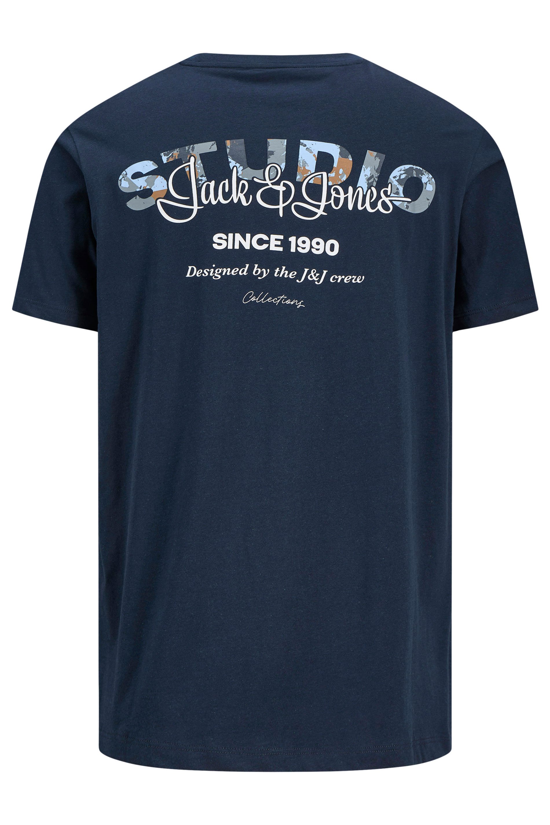 JACK & JONES Big & Tall Sky Captain Blue Back Print T-Shirt | BadRhino 5