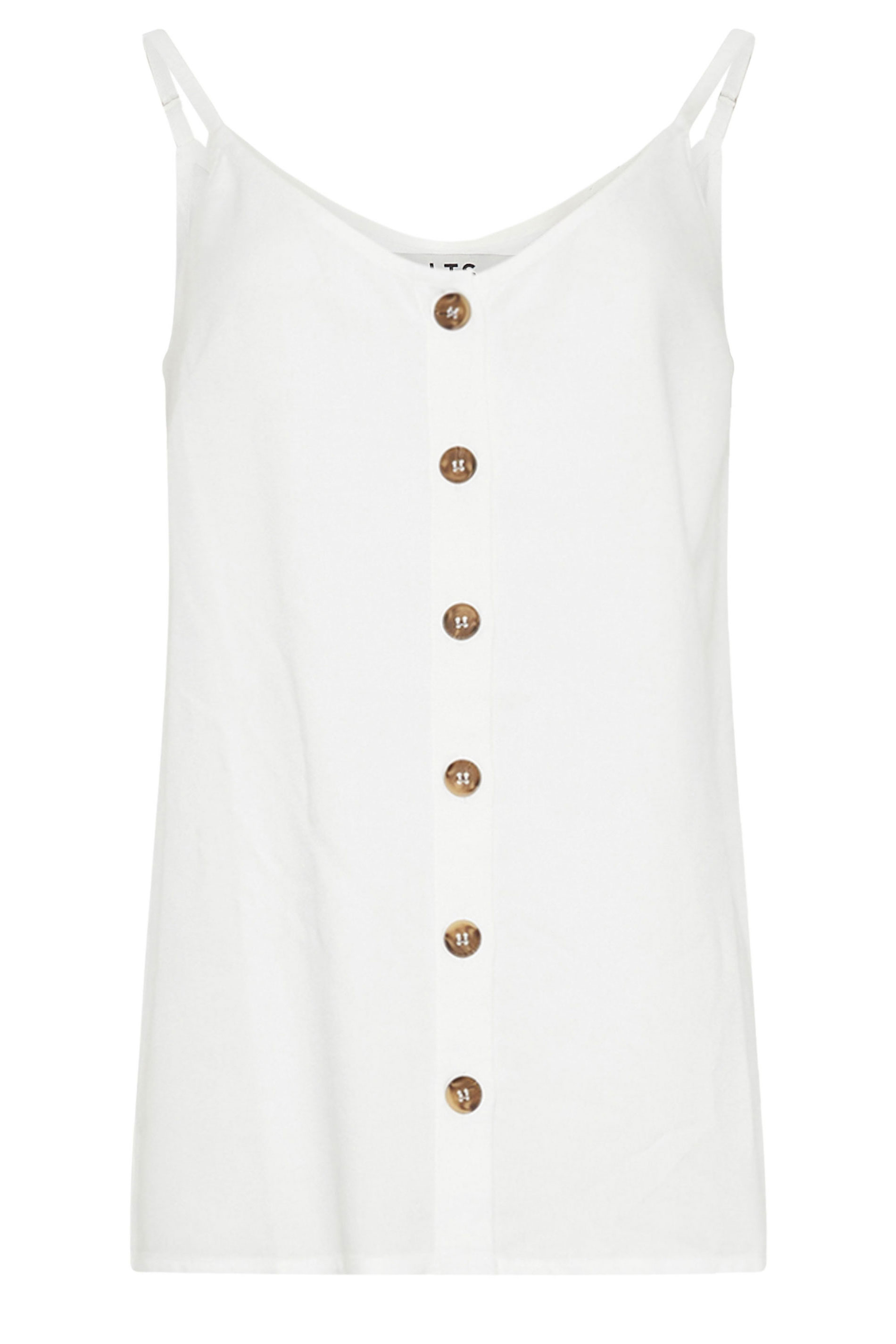 LTS Tall Womens White Button Through Cami Vest Top | Long Tall Sally 5