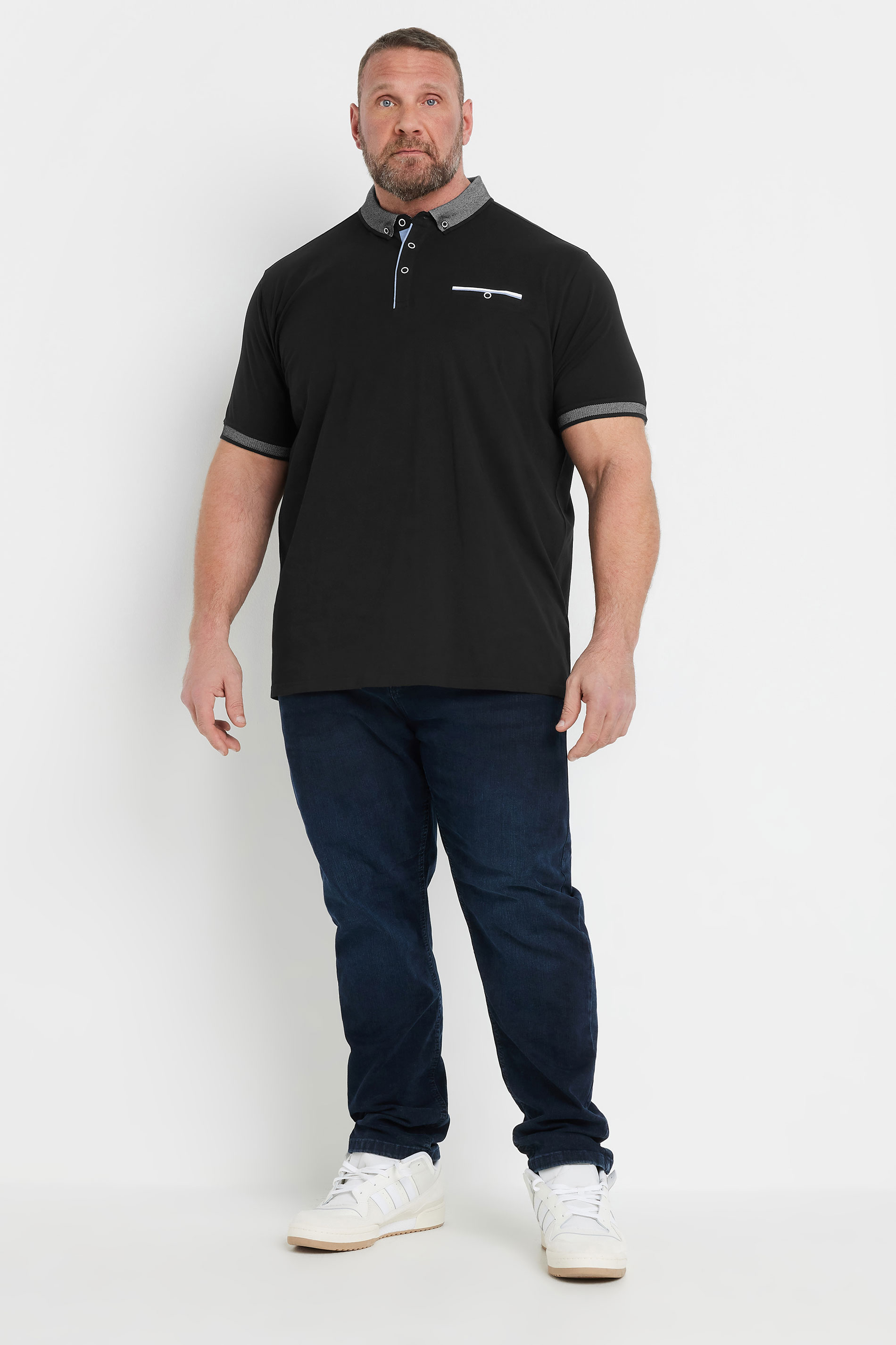 BadRhino Big & Tall Black Chambray Polo Shirt | BadRhino 5