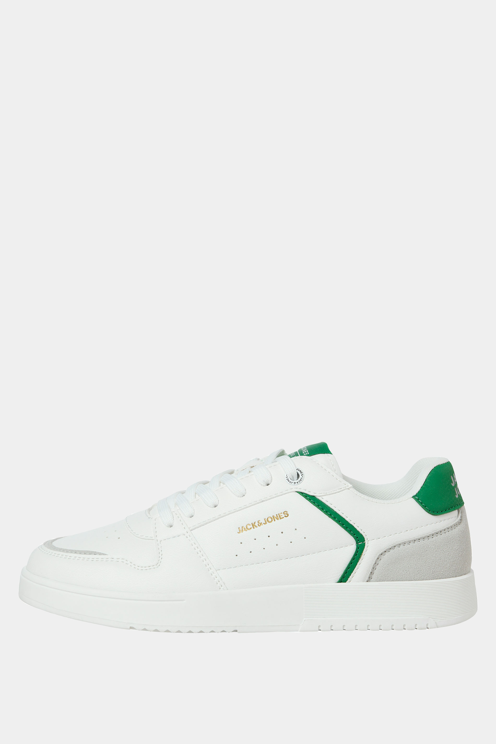 JACK & JONES White & Green Contrast PU Trainers | BadRhino 3