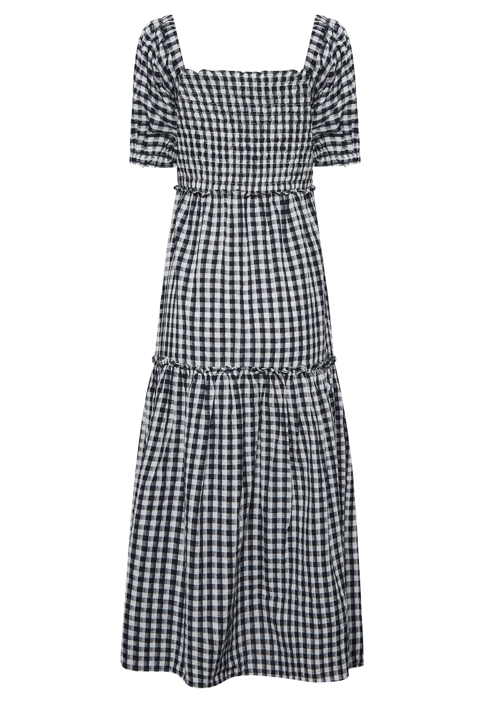 LTS Tall Women's Black Gingham Shirred Midi Dress | Long Tall Sally 7