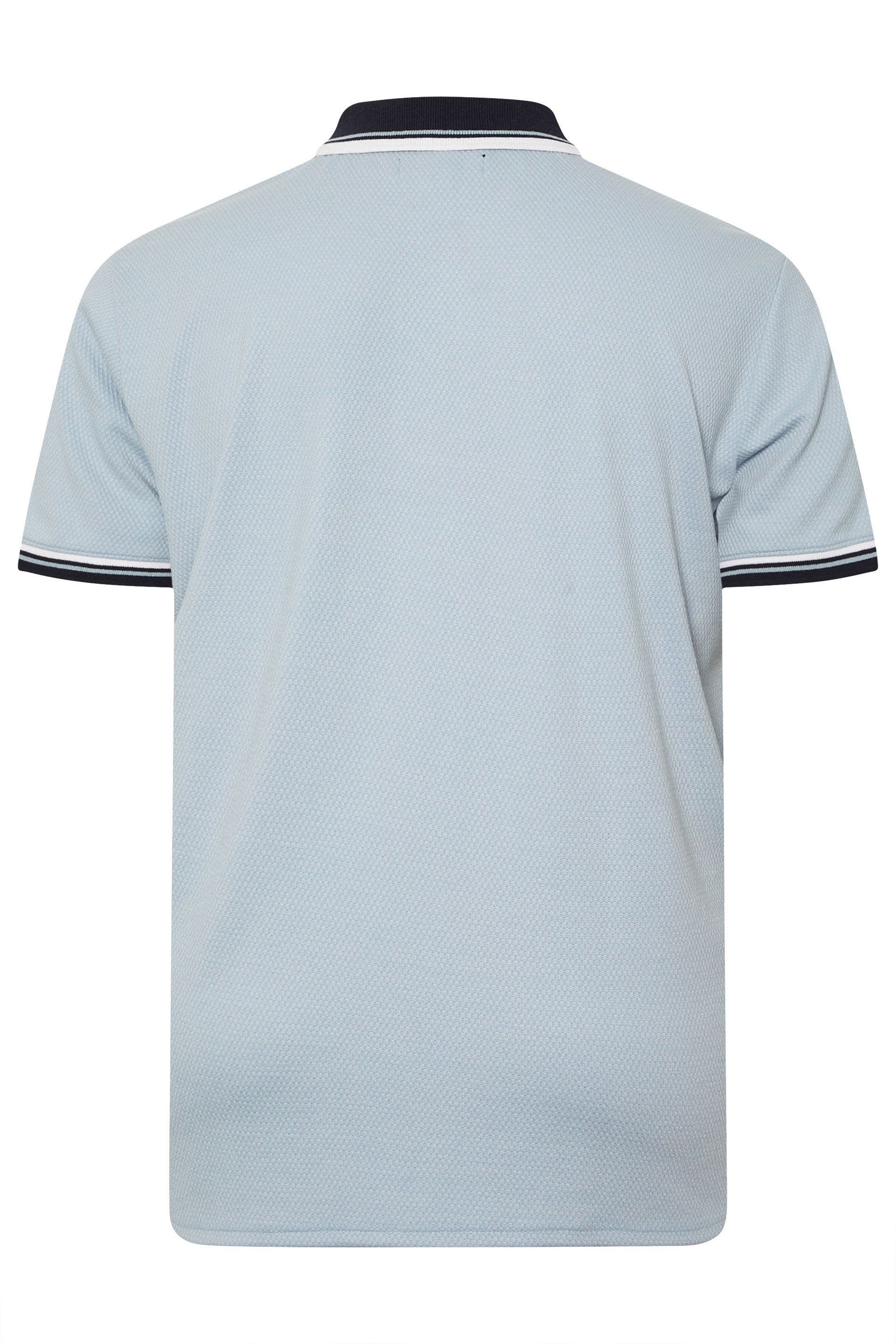 BadRhino Big & Tall Light Blue Seersucker Textured Zip Polo Shirt | BadRhino 7