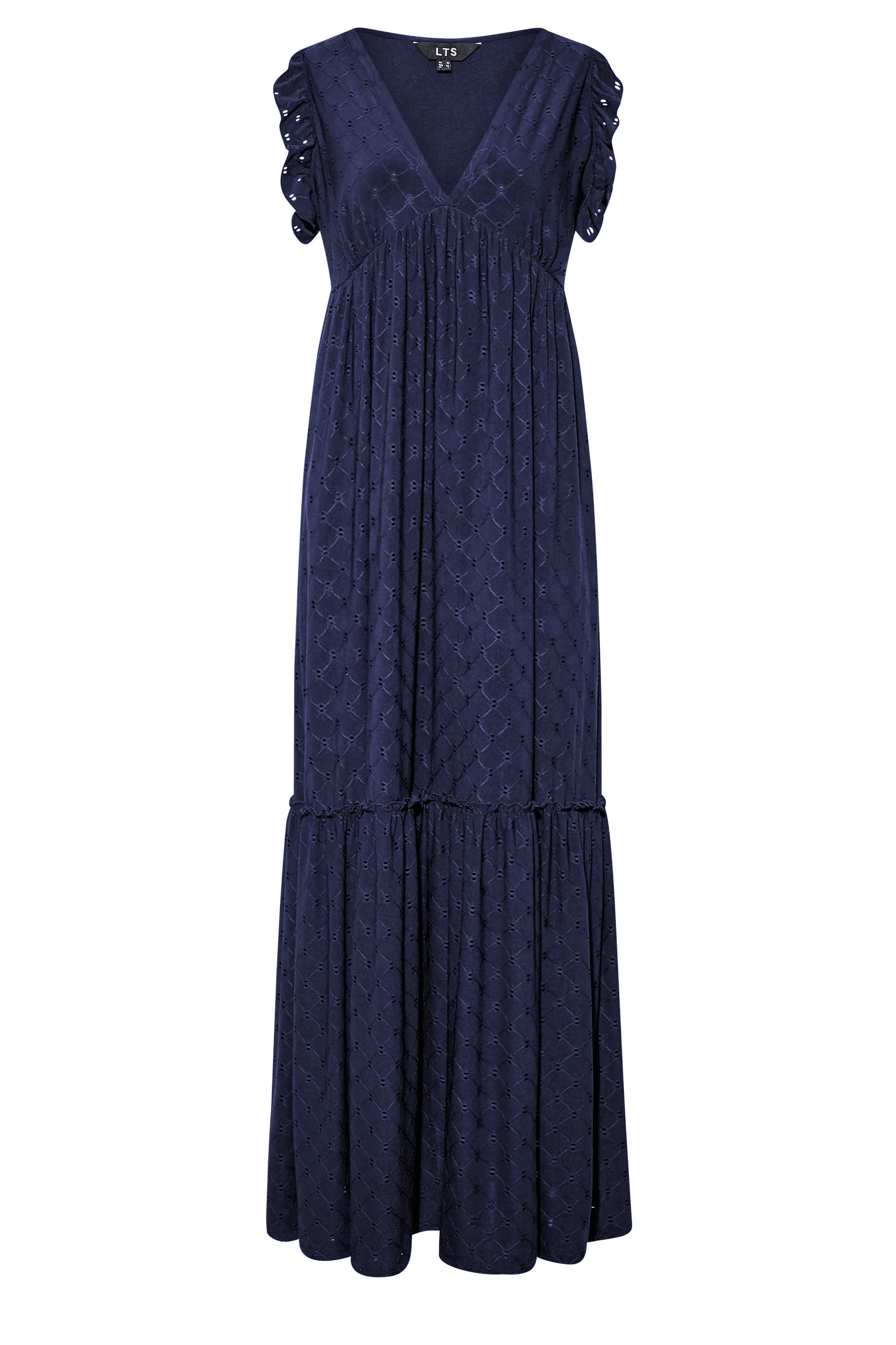 LTS Tall Navy Blue Broderie Anglaise Frill Maxi Dress | Long Tall Sally 7