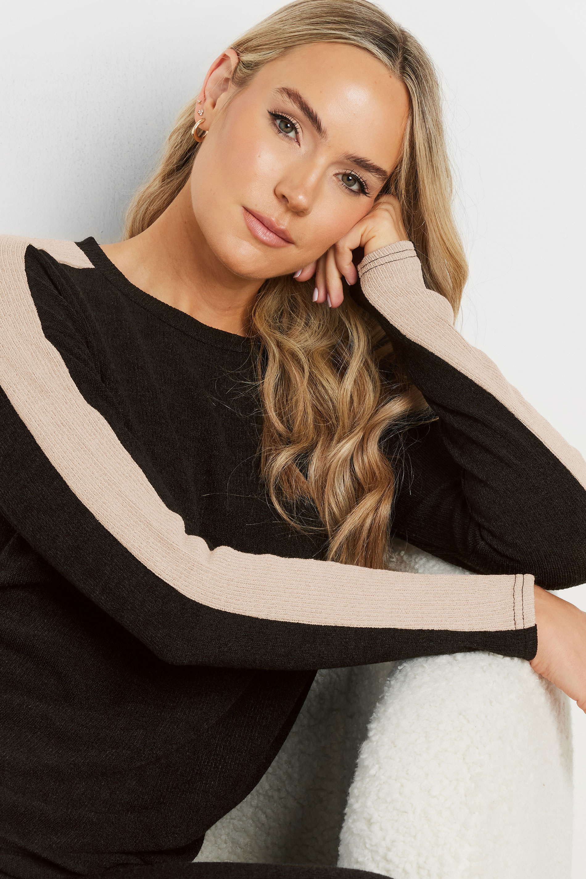 LTS Tall Black Soft Touch Side Stripe Jumper | Long Tall Sally 4