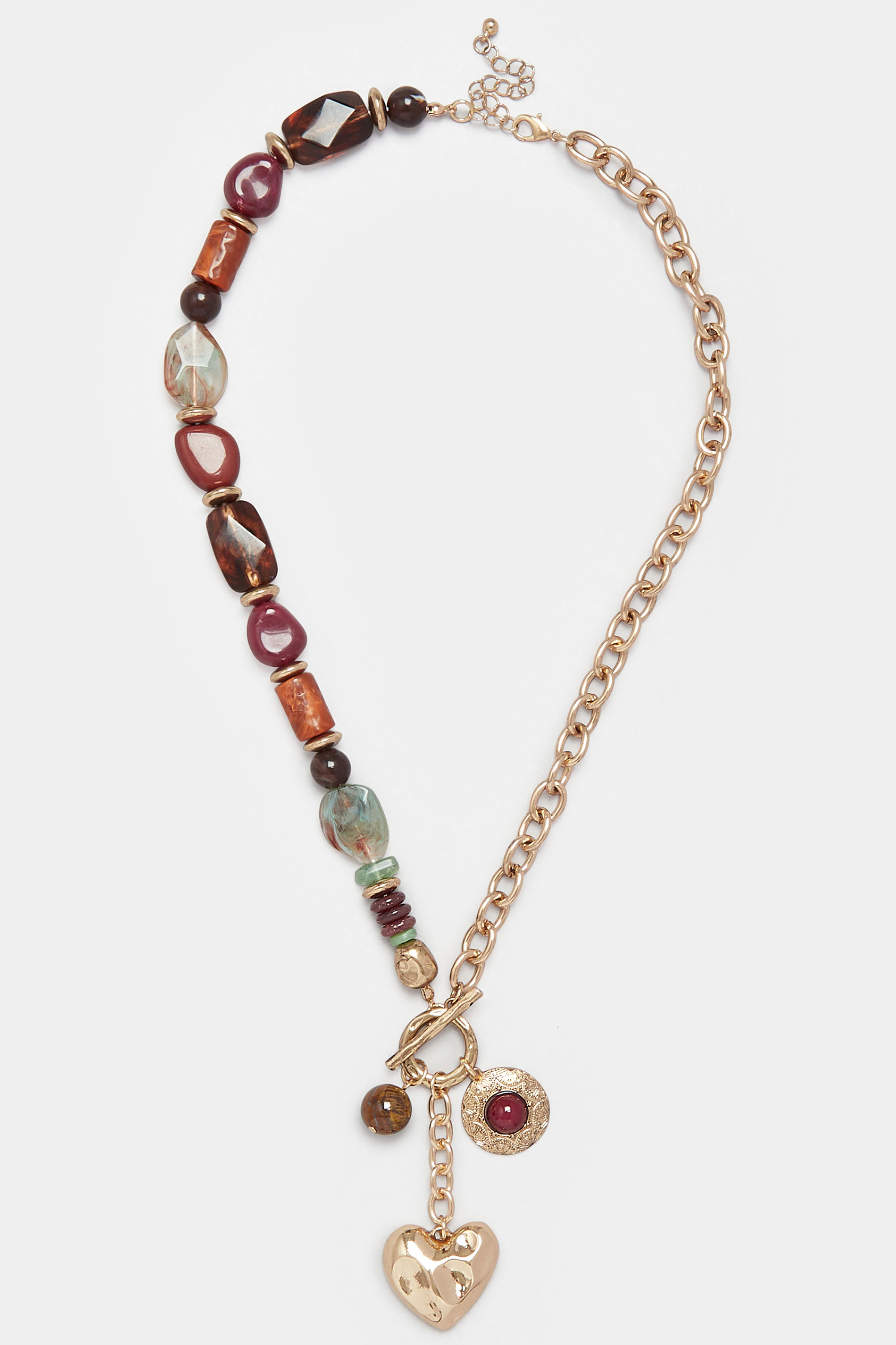 Gold & Red Beaded Statement Necklace | Yours Clothing 2