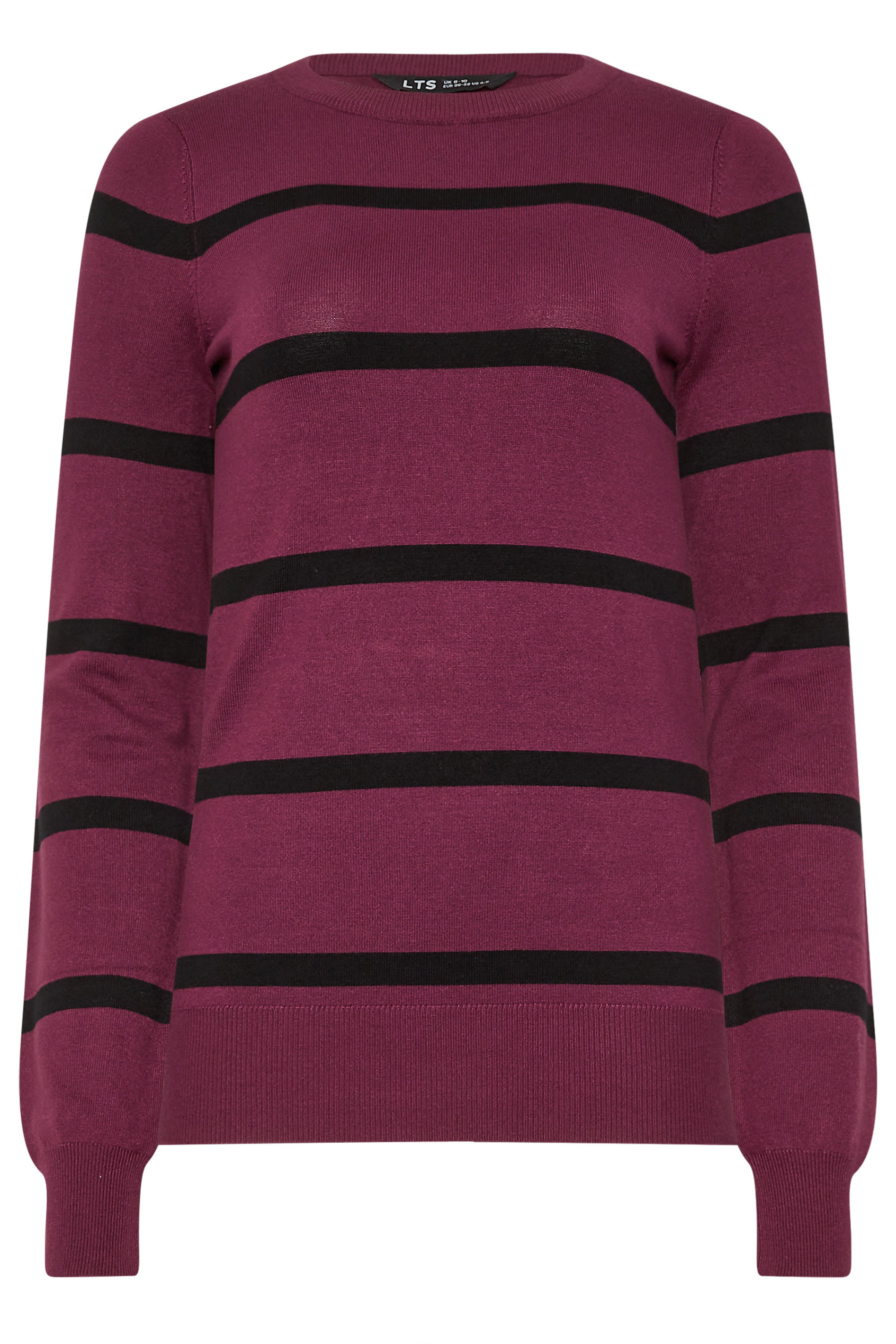LTS Tall Burgundy Red Fine Knit Striped Jumper | Long Tall Sally 5