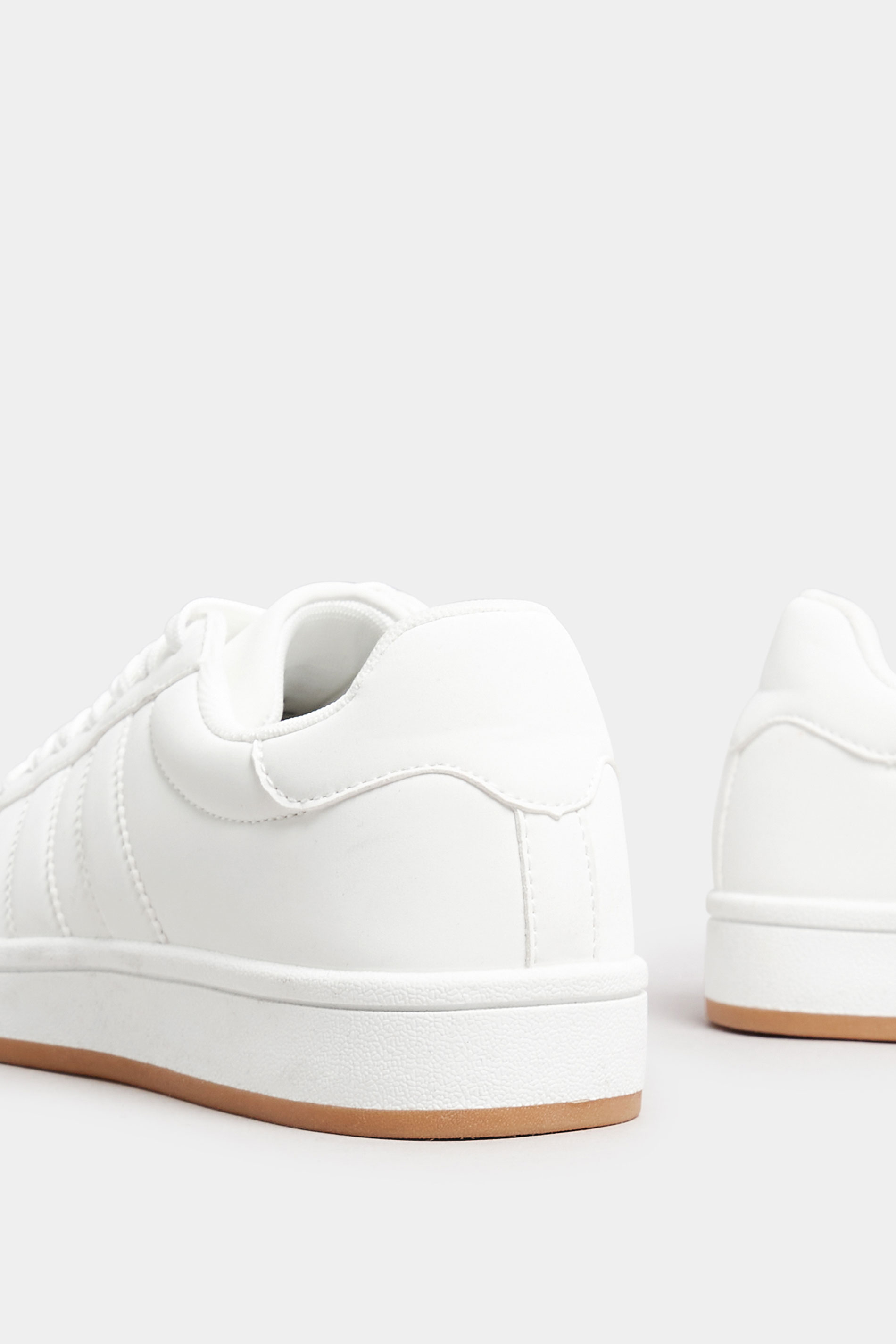 White Side Stripe Trainer In Wide E Fit | Yours Clothing 5