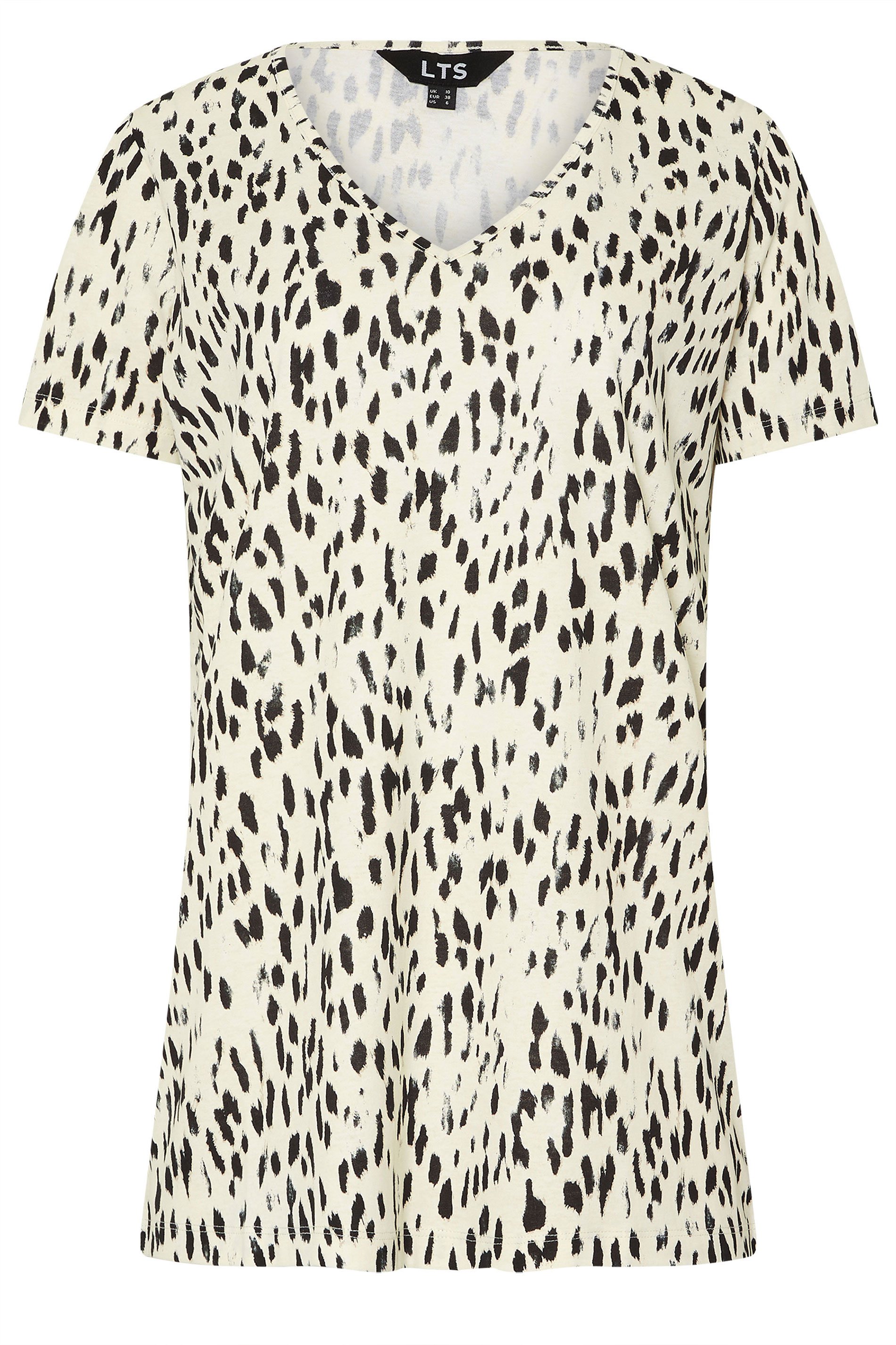LTS Tall Ivory White Animal Print V-Neck T-Shirt | Long Tall Sally 5