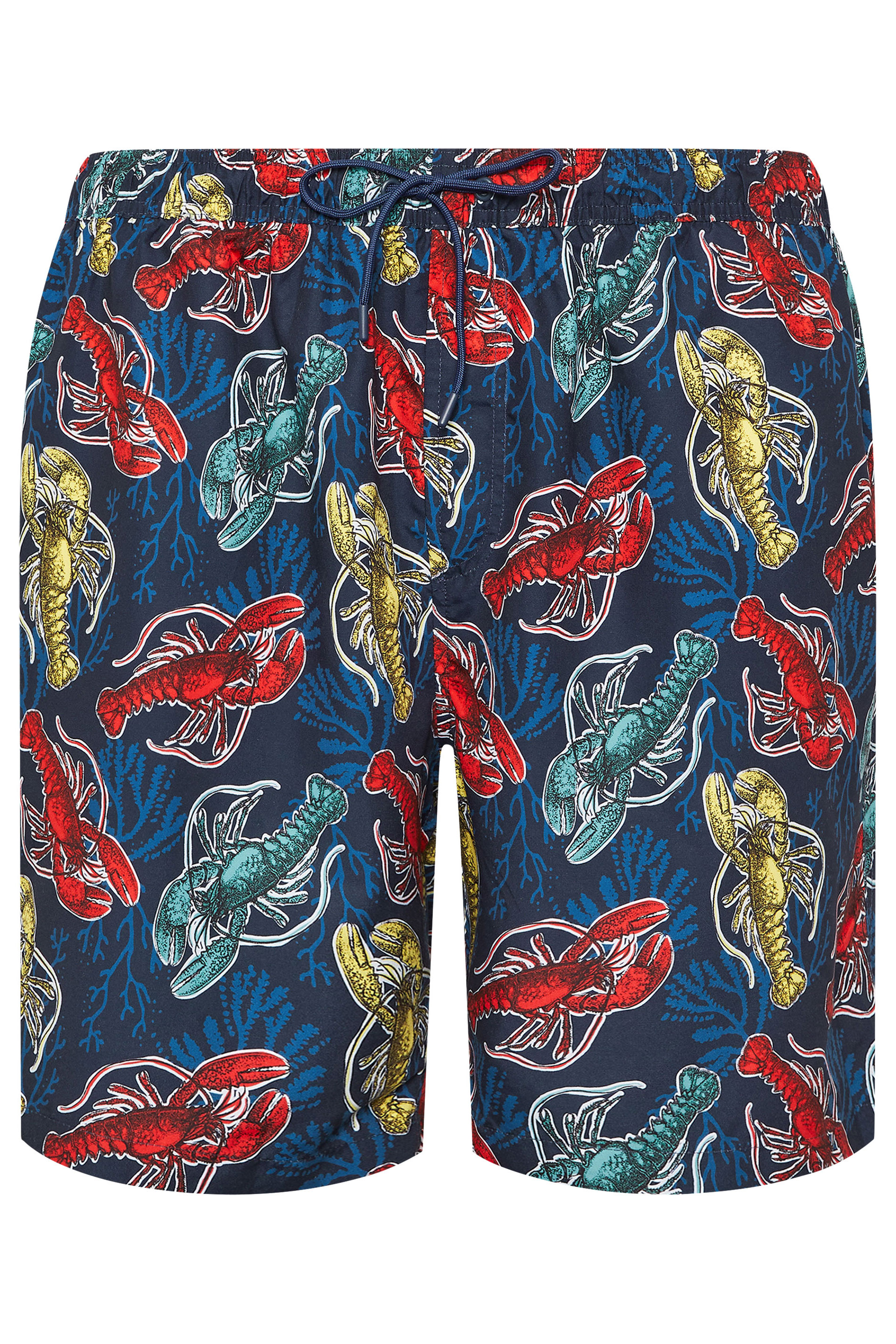 BadRhino Big & Tall Navy Blue Lobster Print Swim Shorts | BadRhino 7