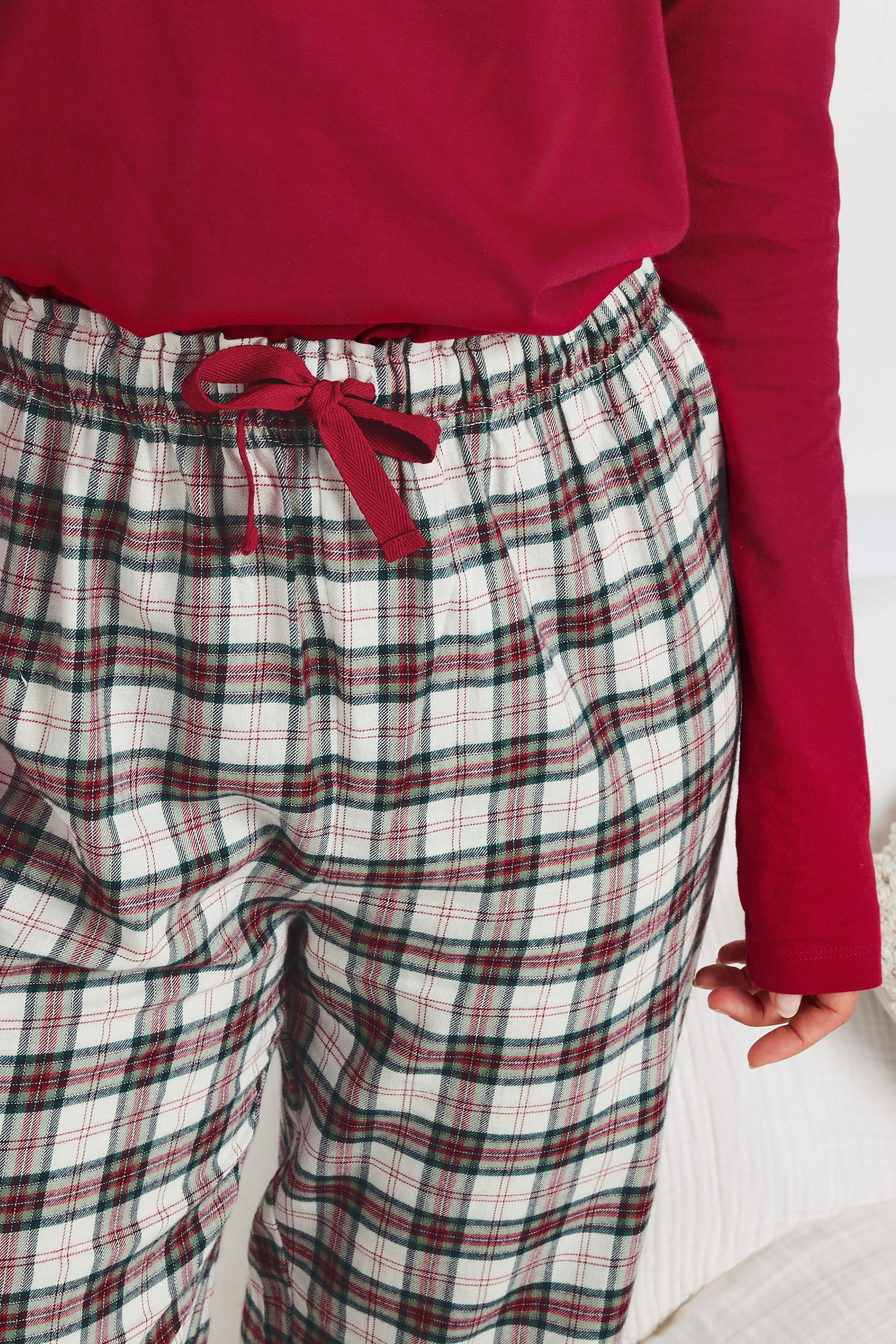 LTS Tall Ivory White Woven Check Pyjama Bottoms | Long Tall Sally 5