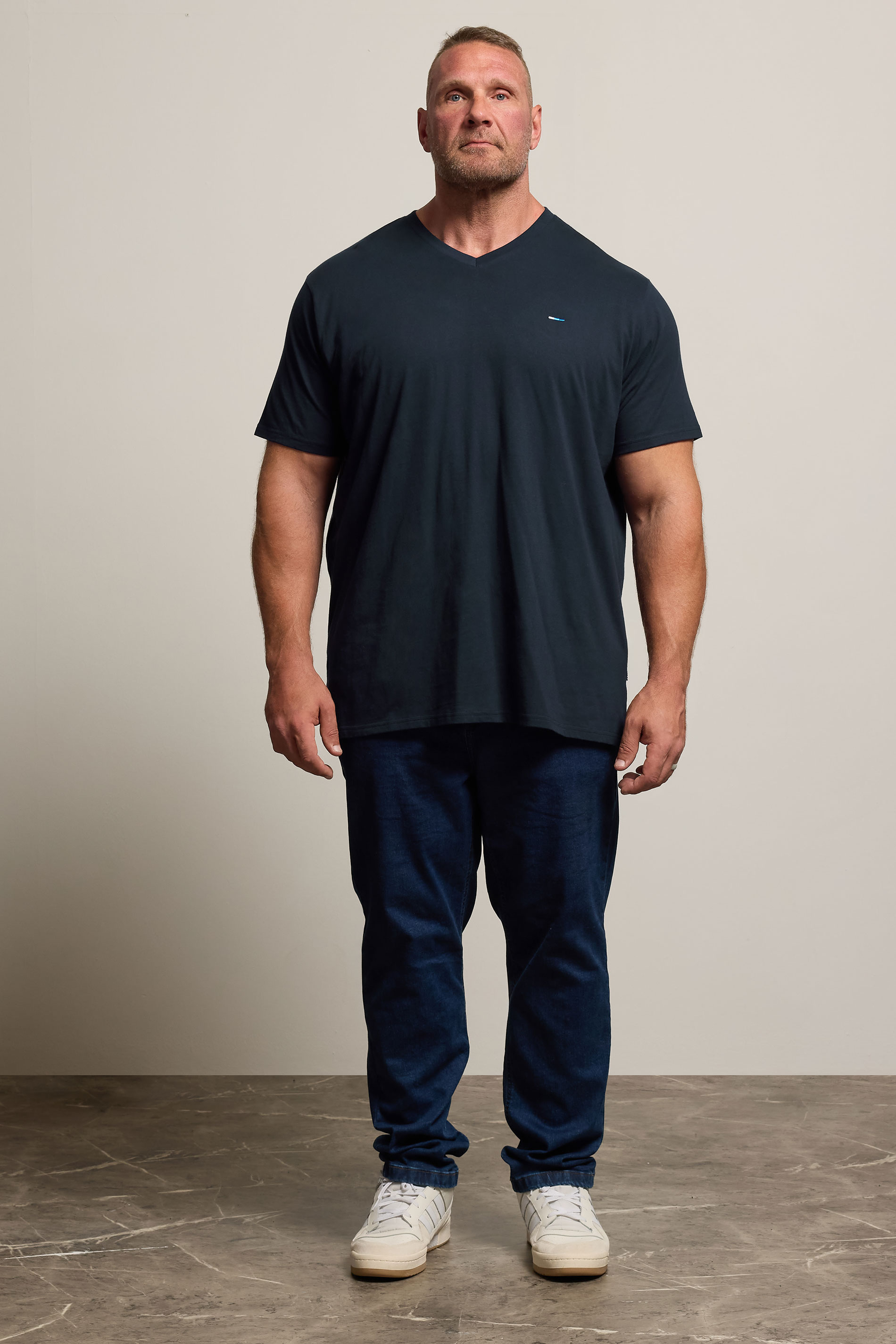 BadRhino Big & Tall Navy Blue V-Neck T-Shirt 2