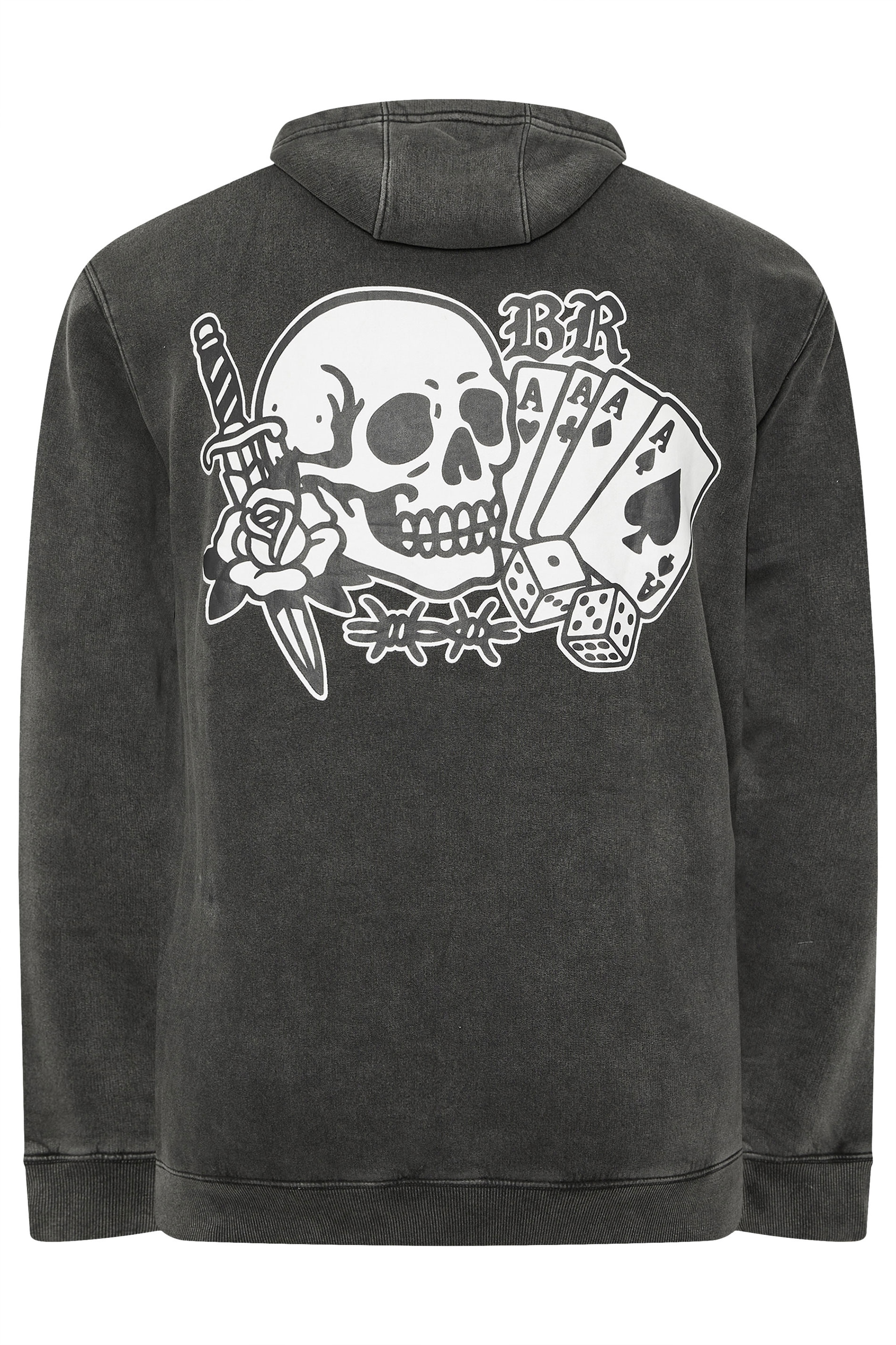 BadRhino Big & Tall Black Sun Bleached Tattoo Graphic Hoodie | BadRhino 7