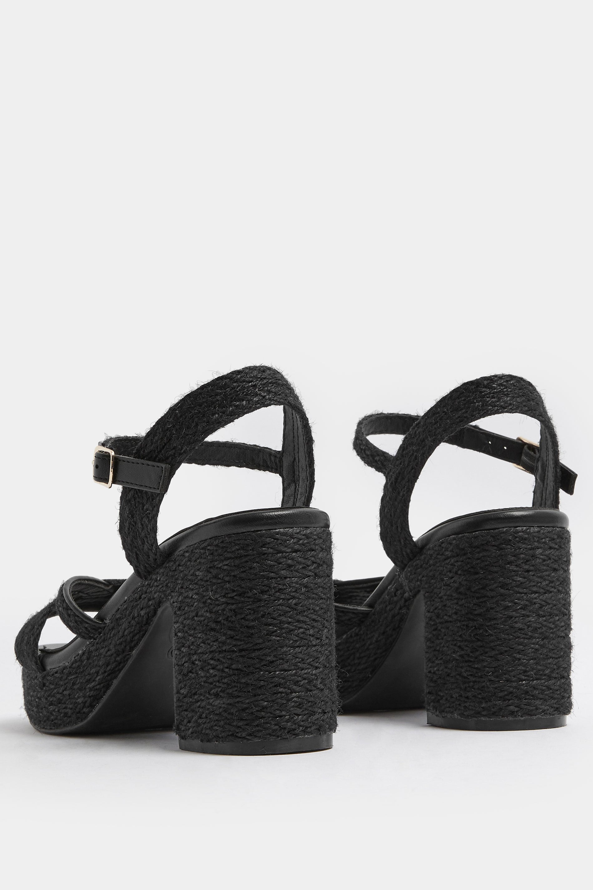 Black Rope Heel Sandals In Wide E Fit | Yours Clothing 4