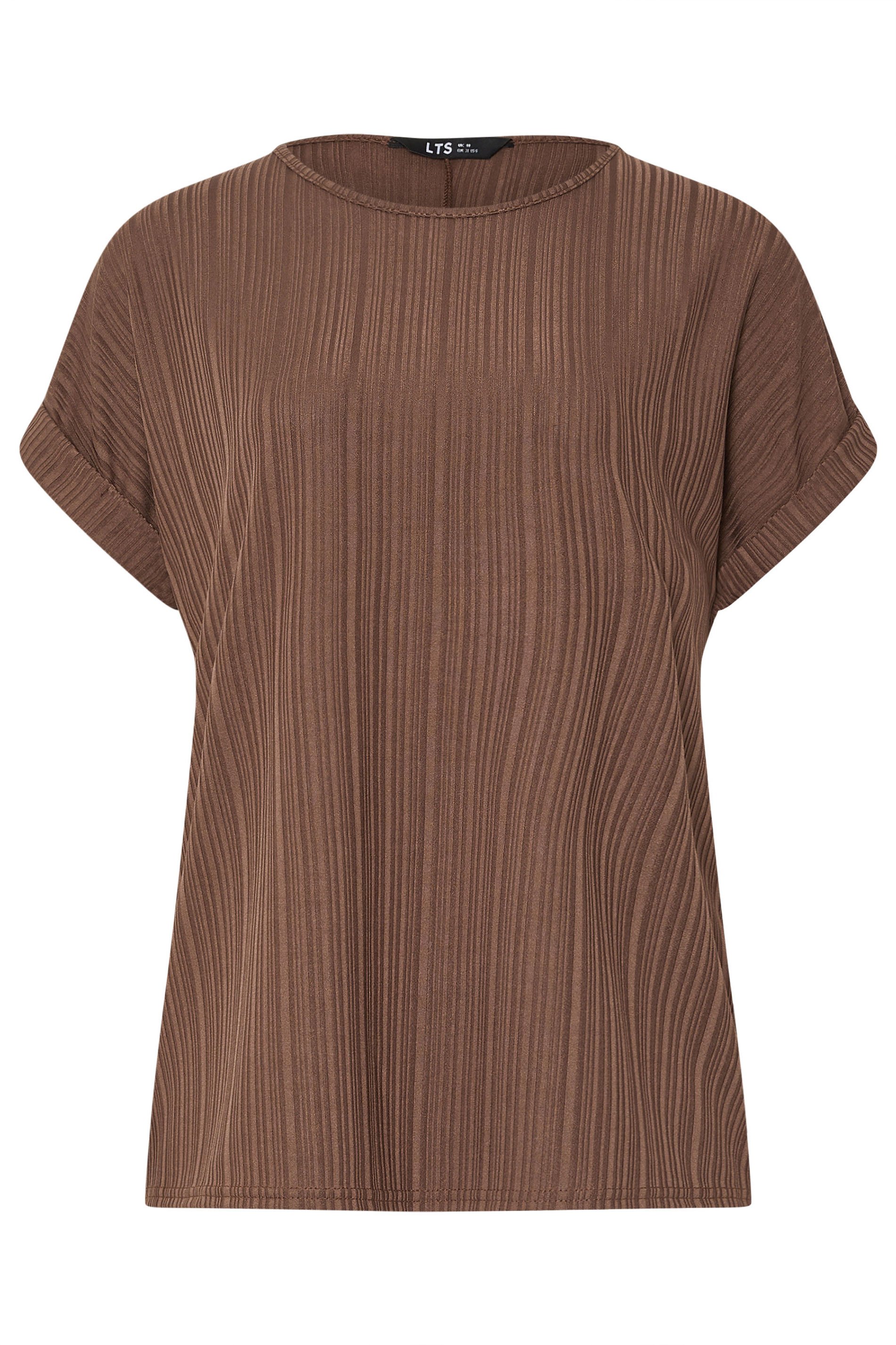 LTS Tall Chocolate Brown Textured Grown On Sleeve Top | Long Tall Sally 6