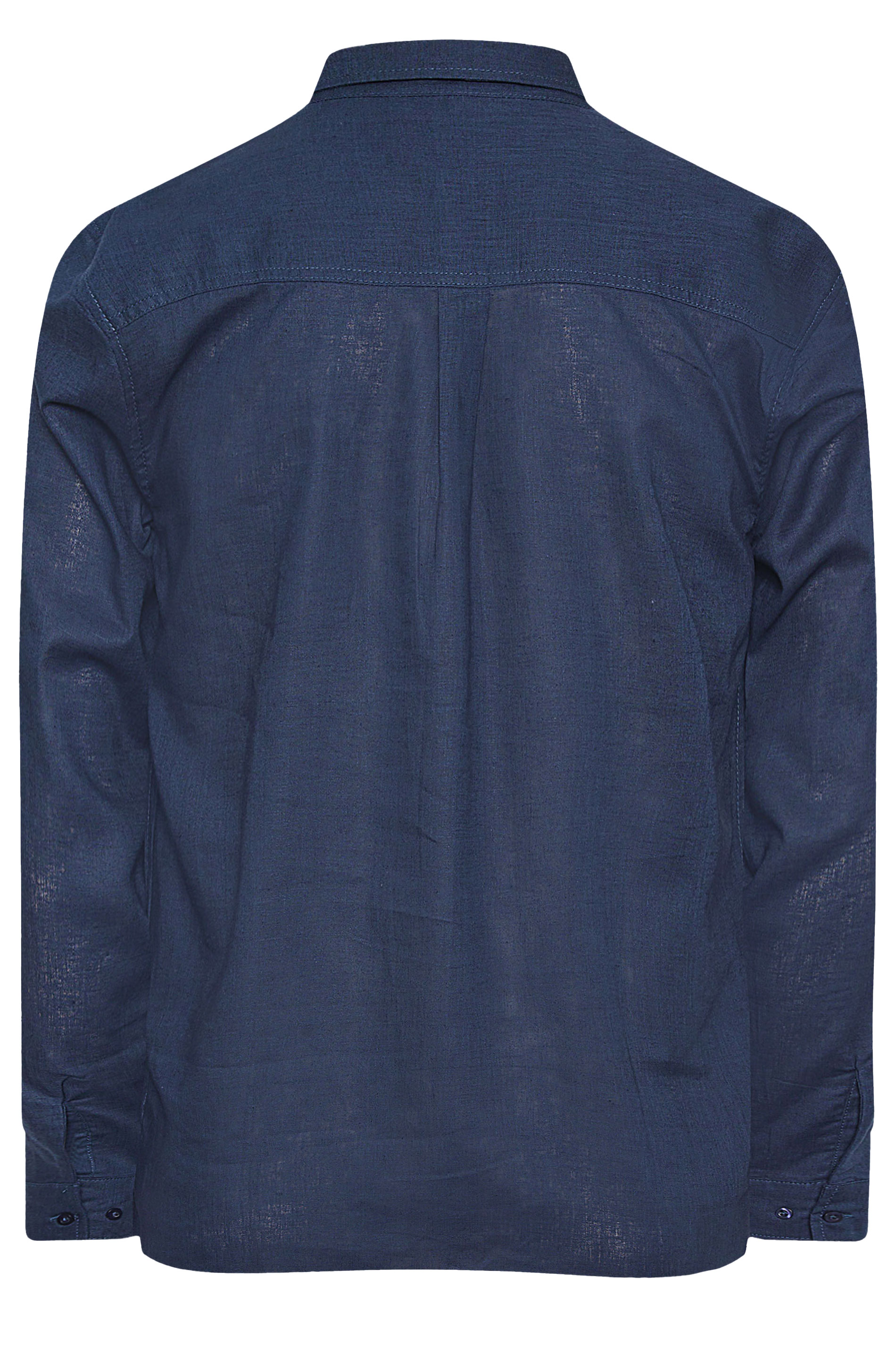 BadRhino Navy Blue Long Sleeve Linen Shirt | BadRhino 5