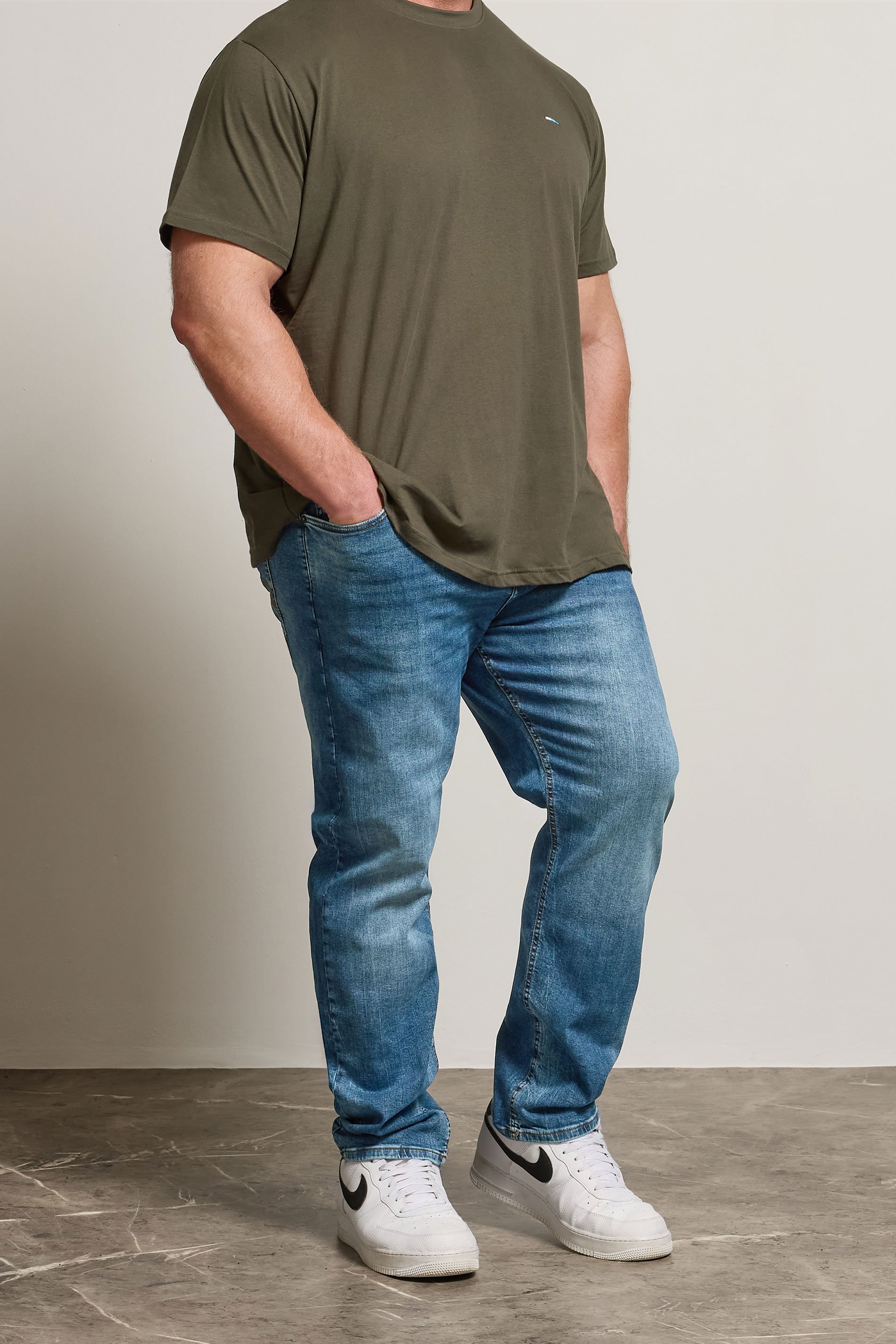 BadRhino Big & Tall Blue Washed Straight Leg Stretch Jeans | BadRhino 1