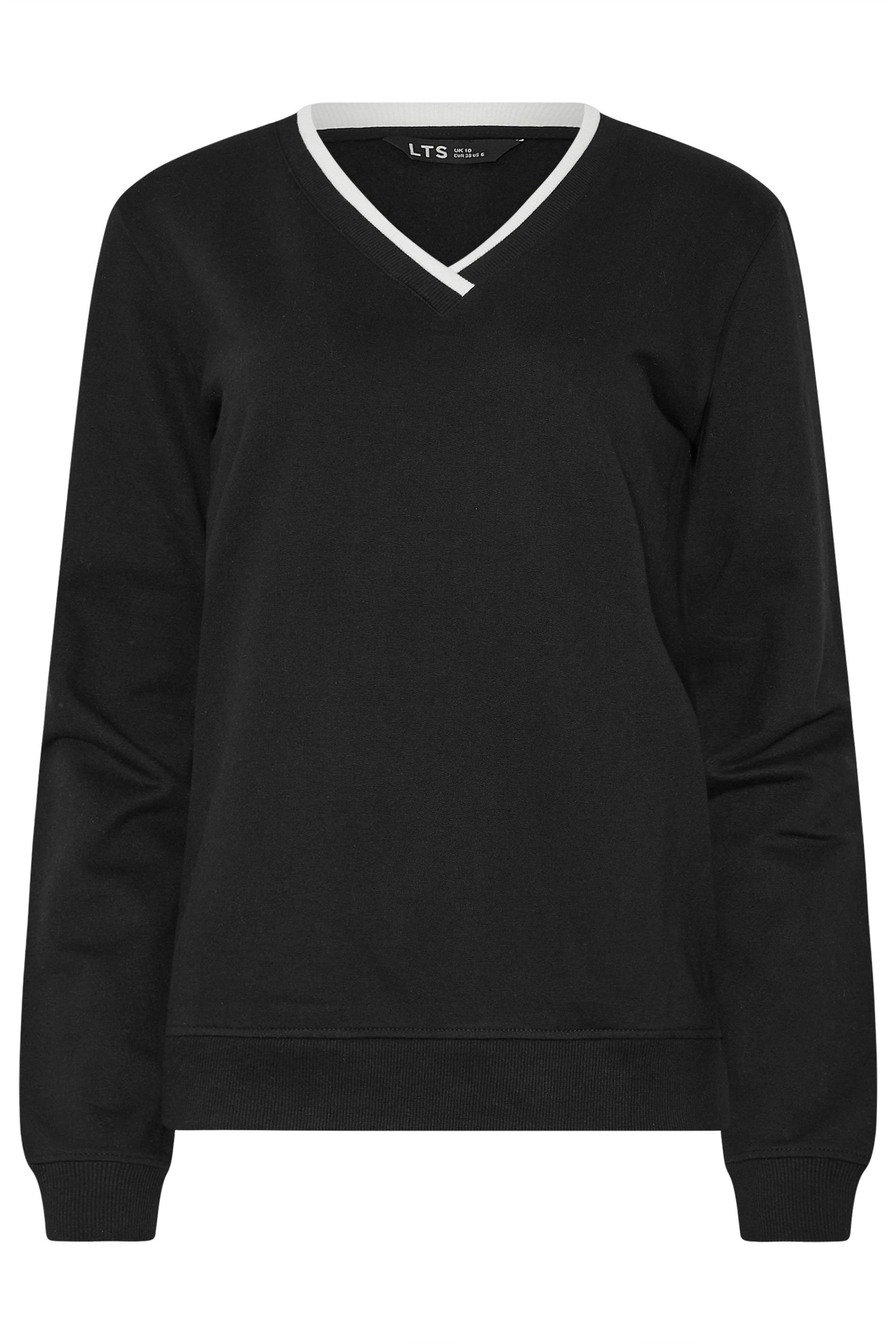 LTS Tall Black Contrast Ribbed Trim Sweatshirt | Long Tall Sally 6