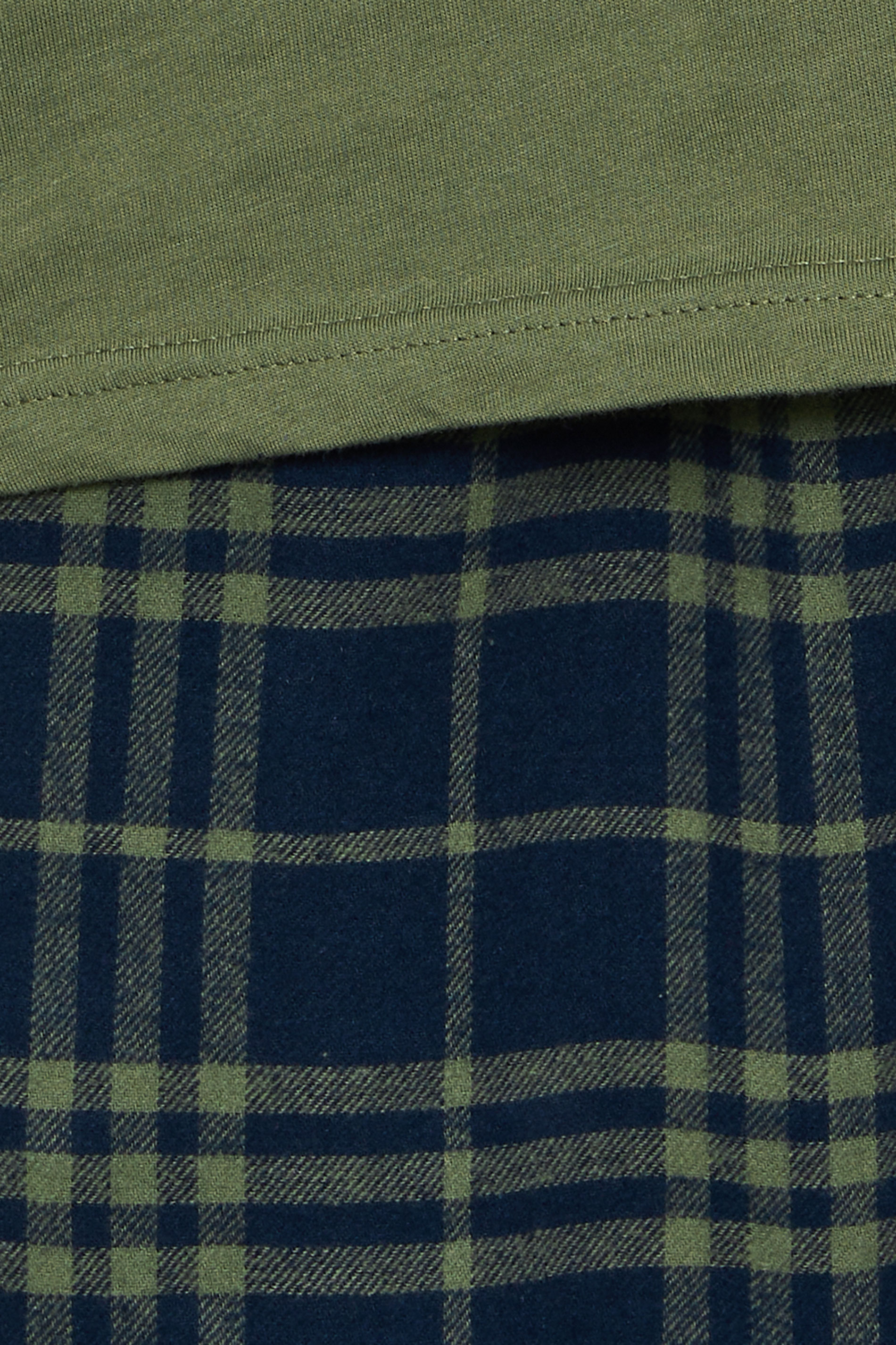 BadRhino Big & Tall Khaki Green Check Pyjama Set | BadRhino 5