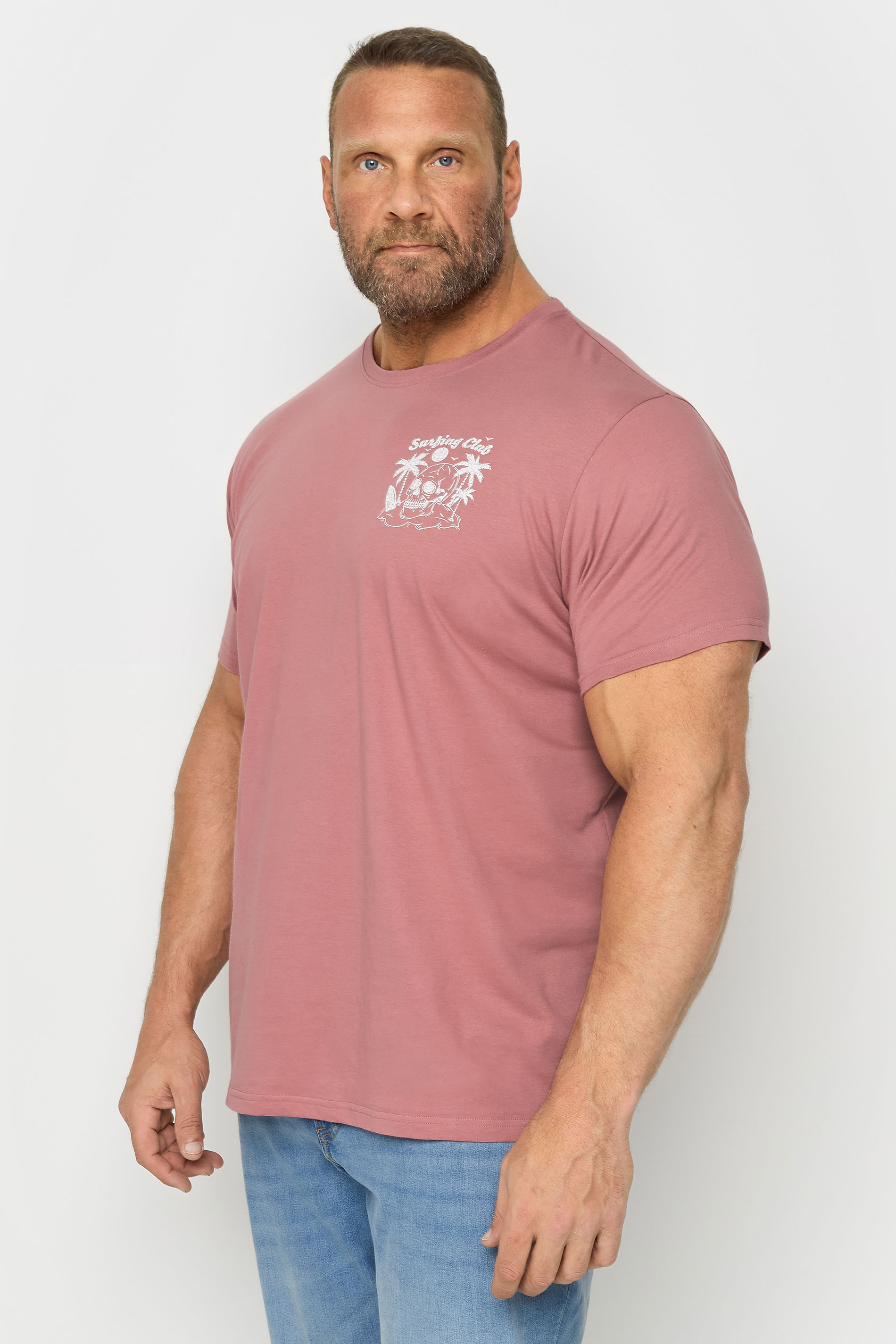 BadRhino Big & Tall Pink 'Surfing Club' T-Shirt | BadRhino 1