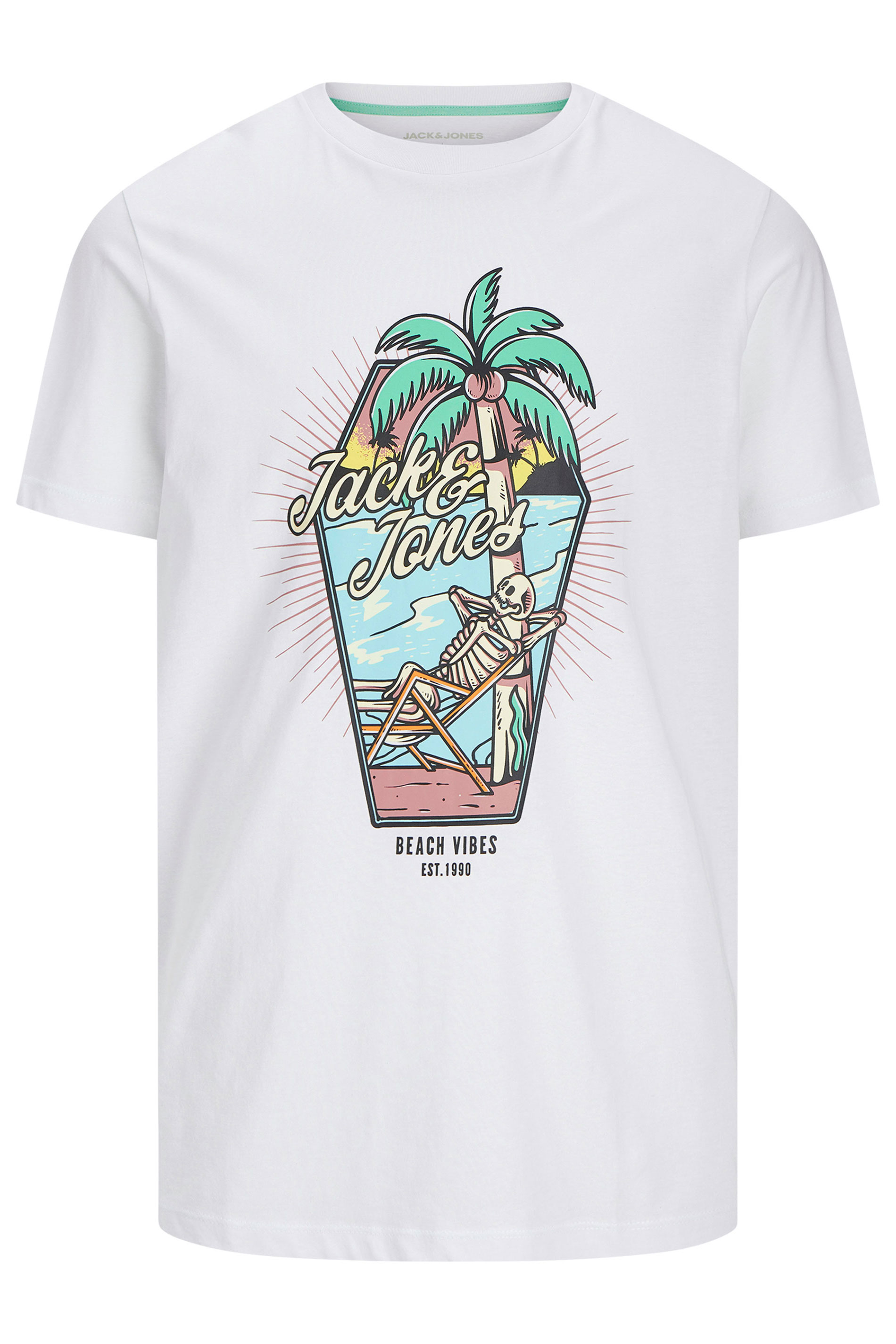 JACK & JONES Big & Tall White Jelijah Short Sleeve T-Shirt | BadRhino 3