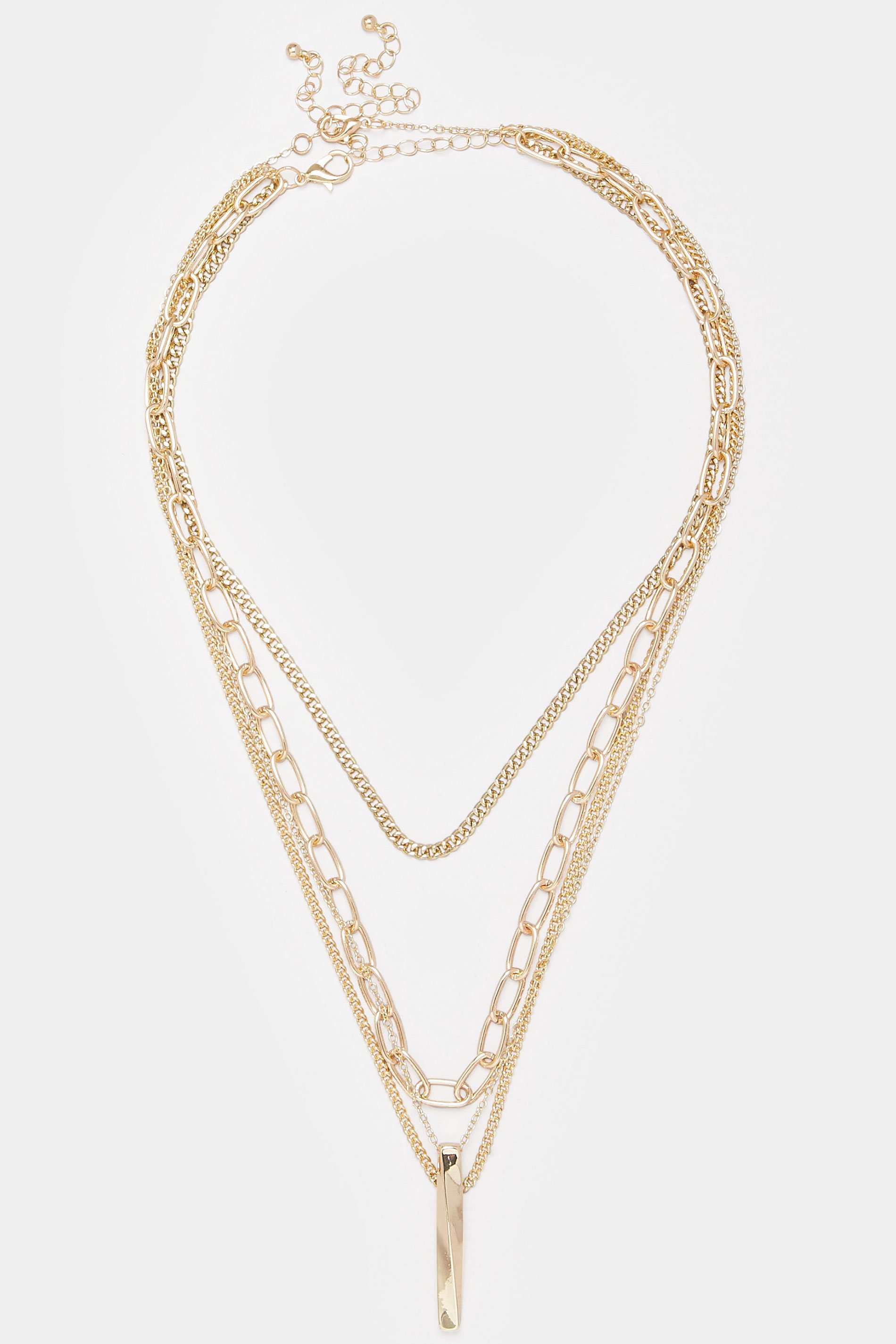 2 PACK Gold Tone Layered Chain Necklace Set | Yours Clothing 2
