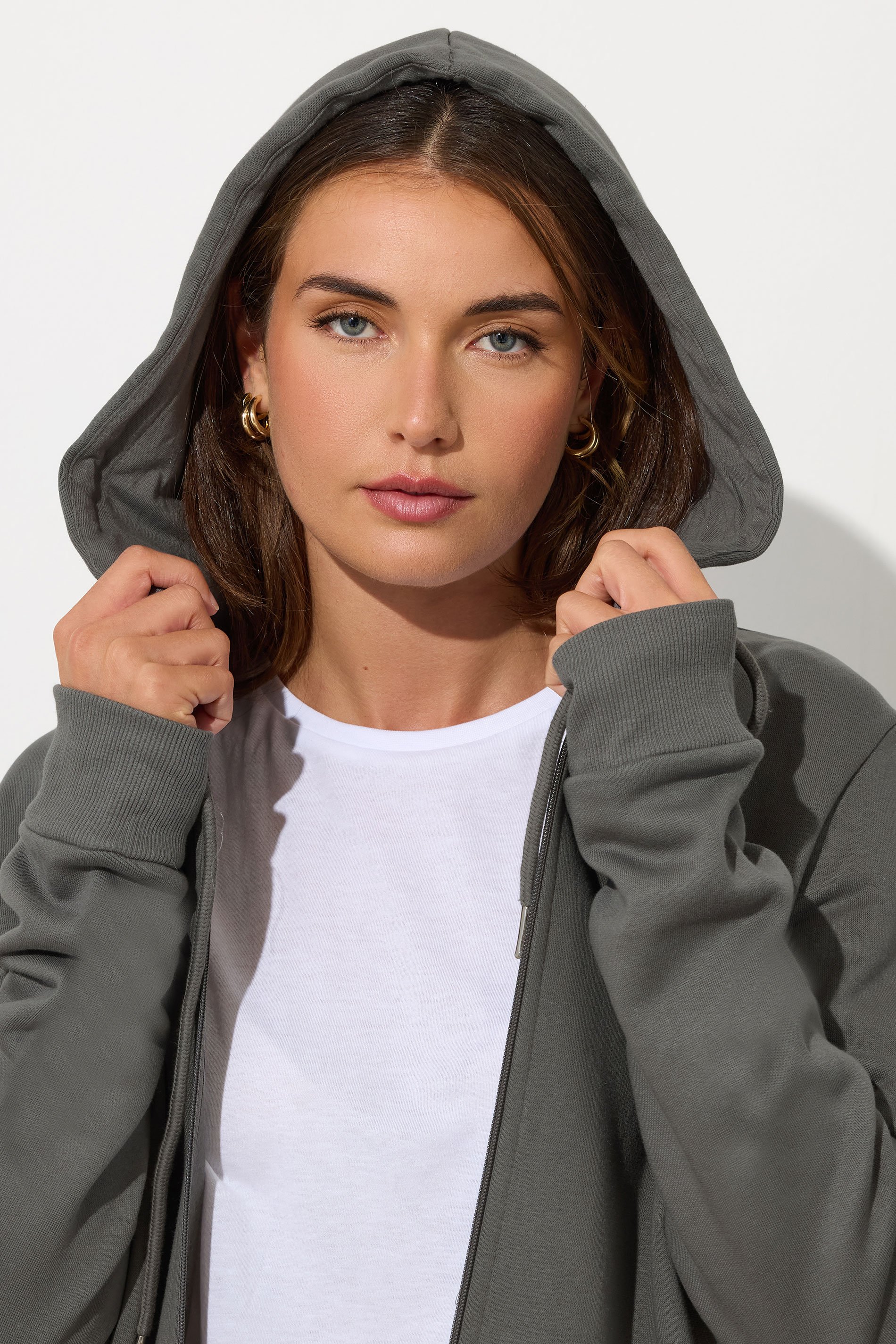 LTS Tall Grey Cotton Longline Hoodie | Long Tall Sally 5