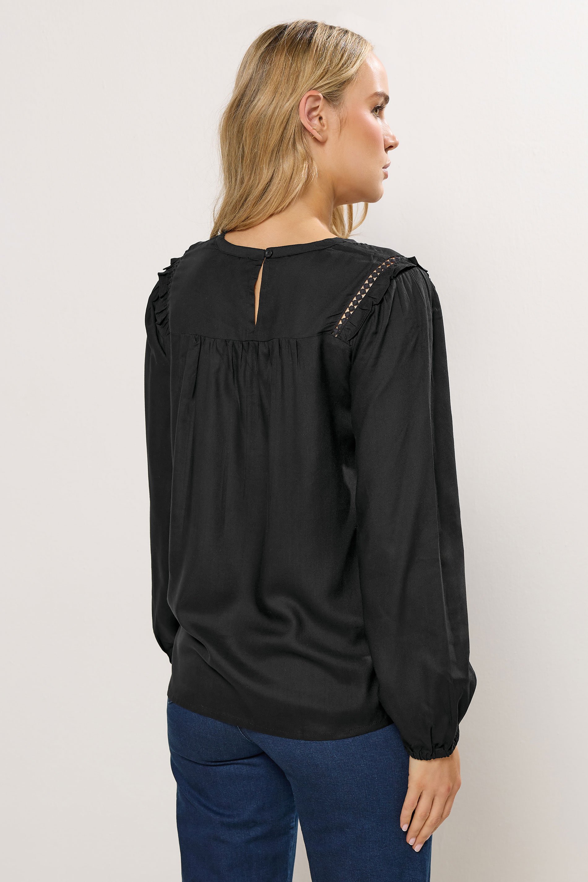 LTS Tall Black Woven Frill Blouse | Long Tall Sally 3