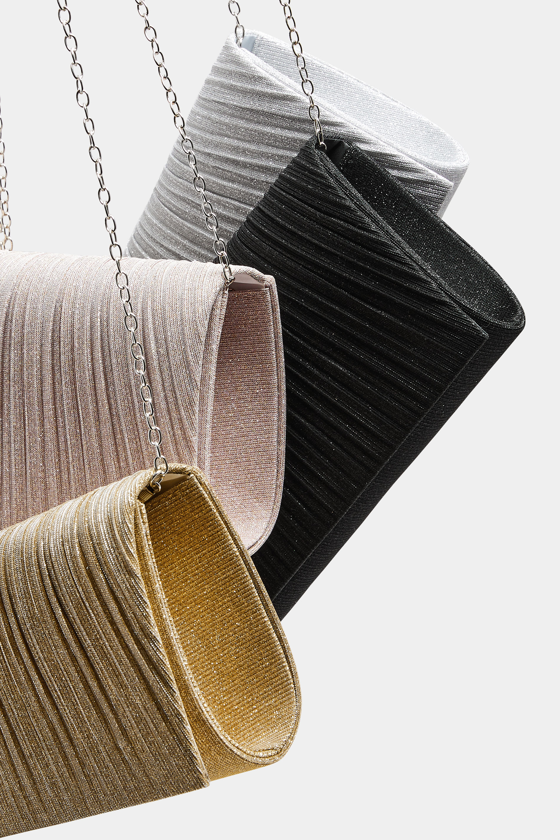 Gold Shimmer Pleated Clutch Bag | Yours Clothing 7
