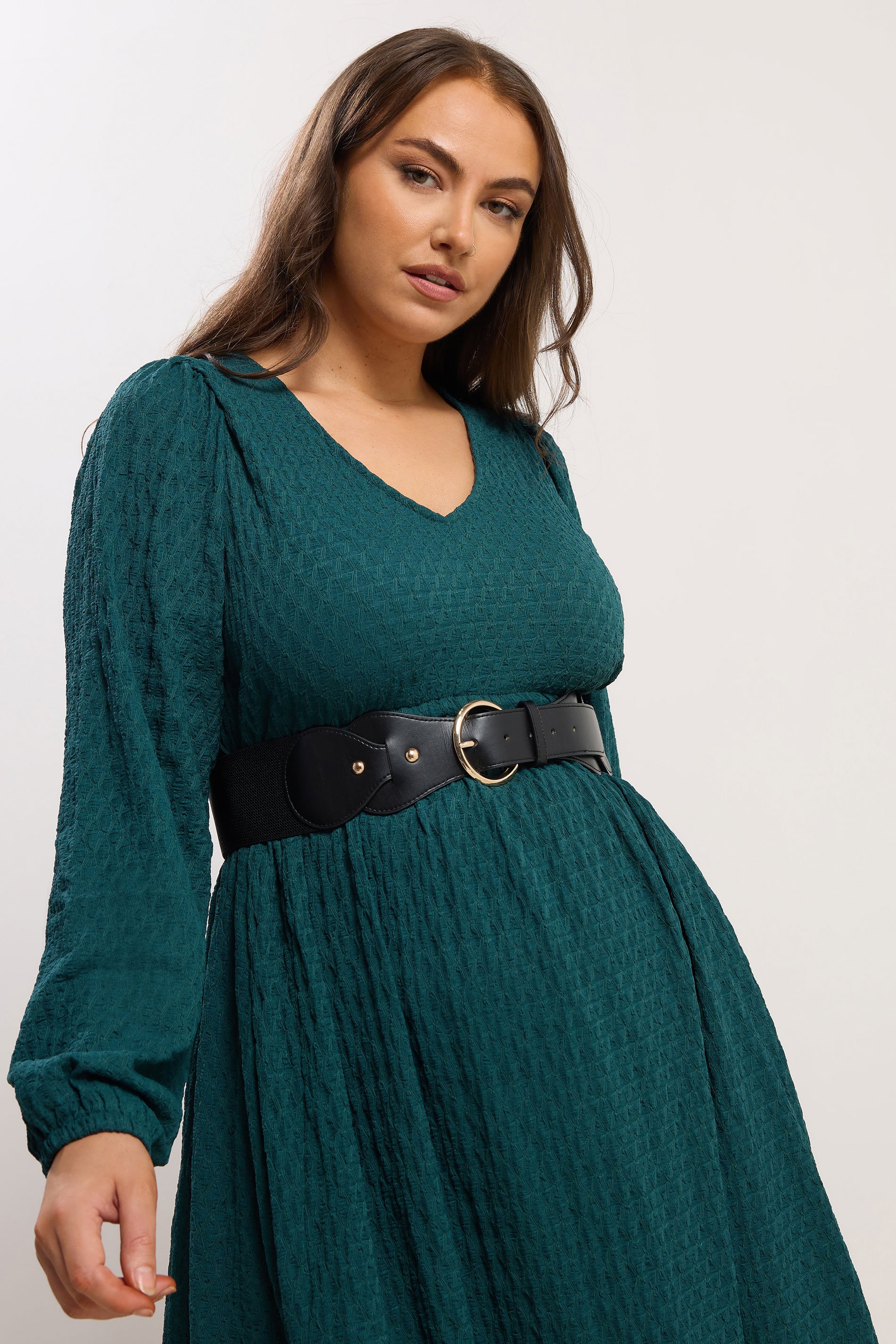 Black Wide Stud Detail Stretch Belt | Yours Clothing 1