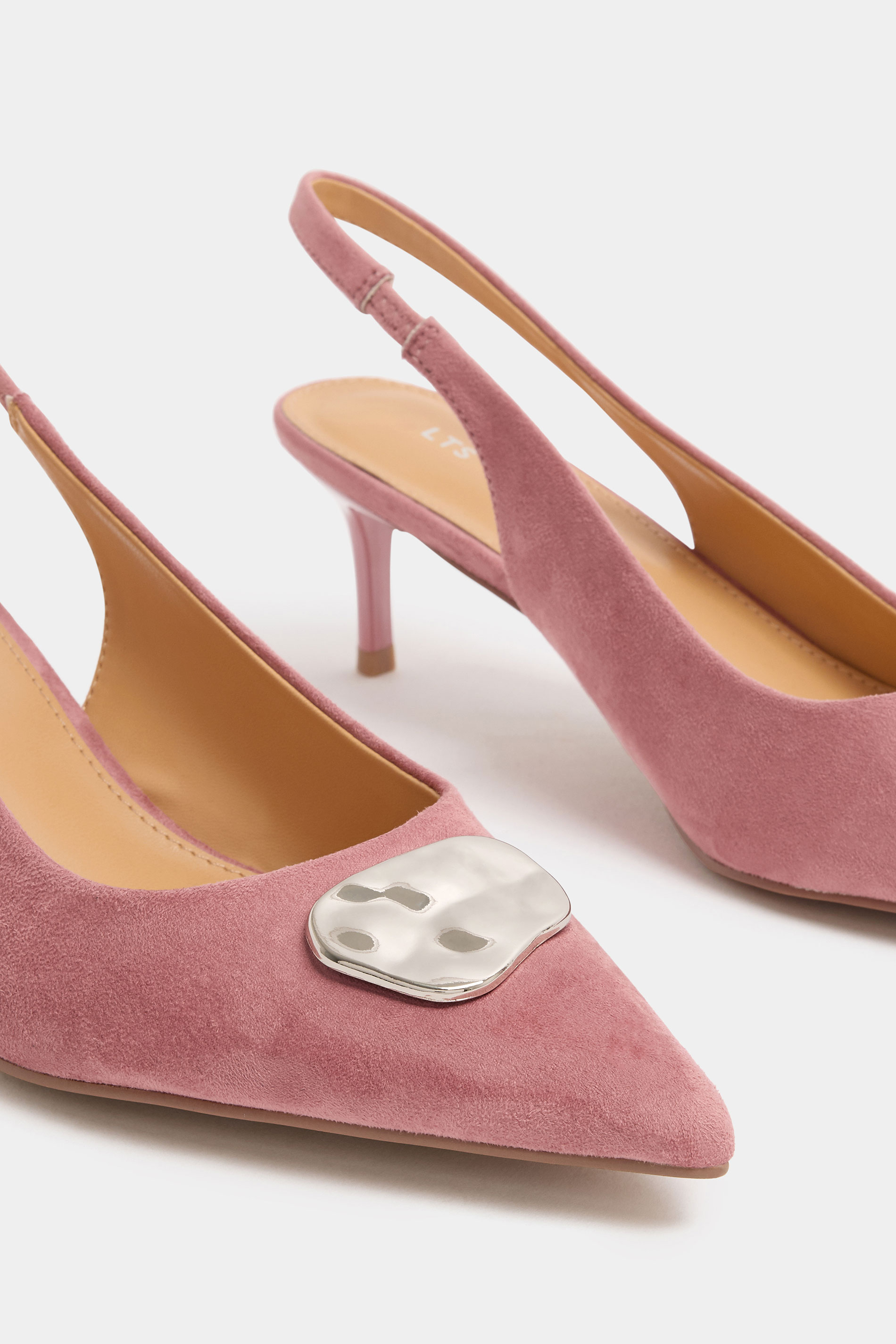 LTS Pink Hammered Slingback Heels In Standard Fit | Long Tall Sally 4