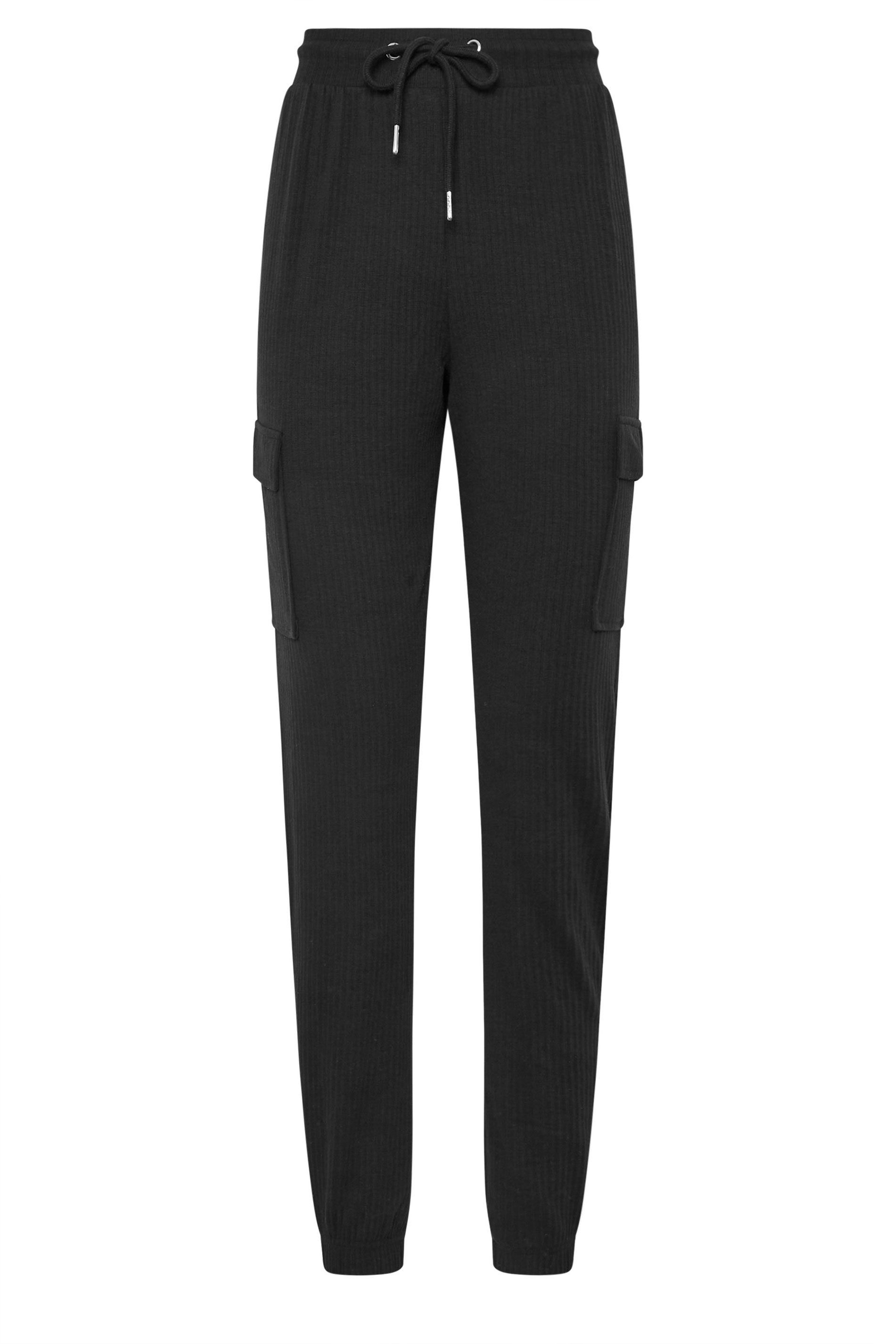 LTS Tall Black Ribbed Cargo Joggers | Long Tall Sally 5