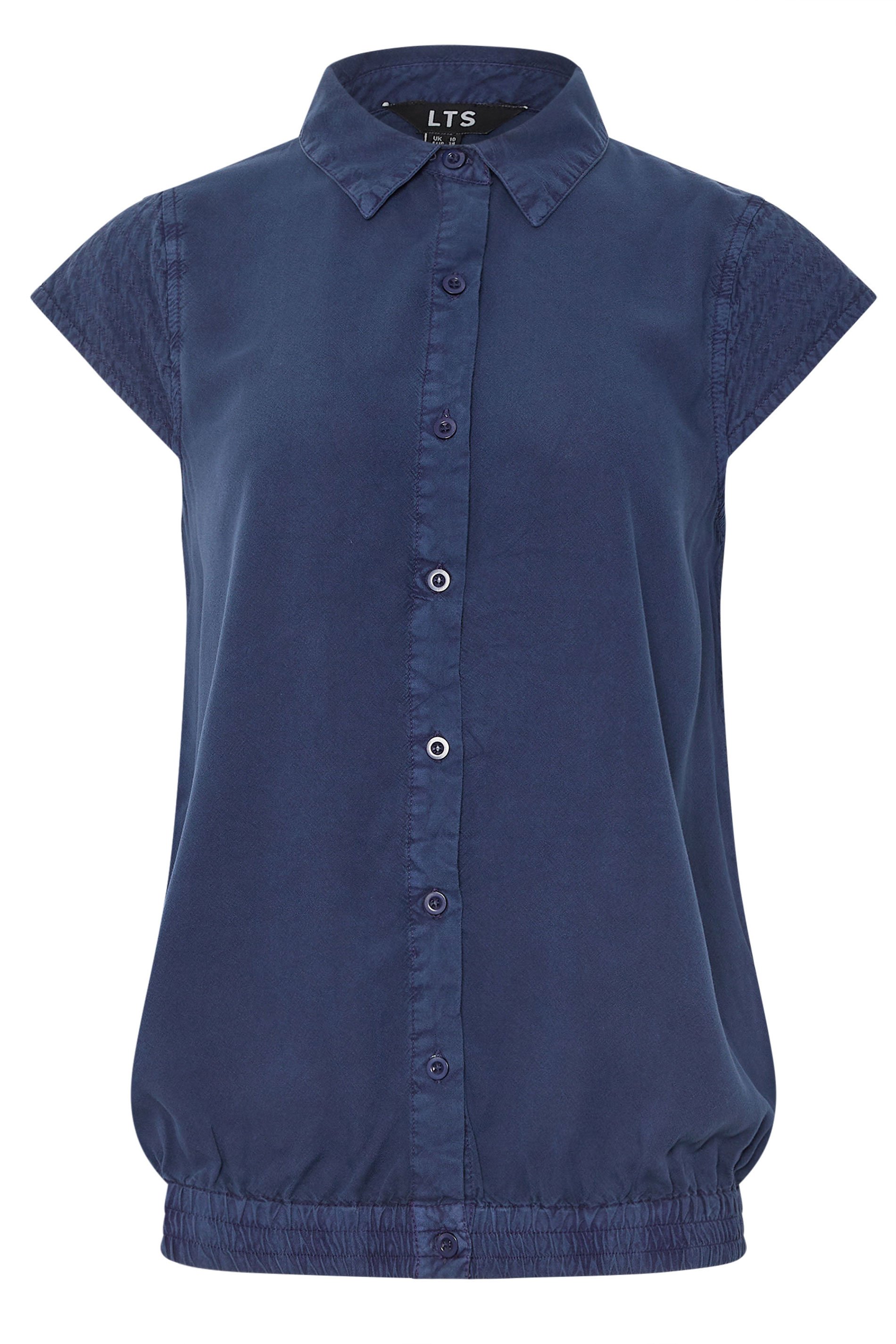 LTS Tall Navy Blue Acid Wash Grown Sleeve Shirt | Long Tall Sally 6